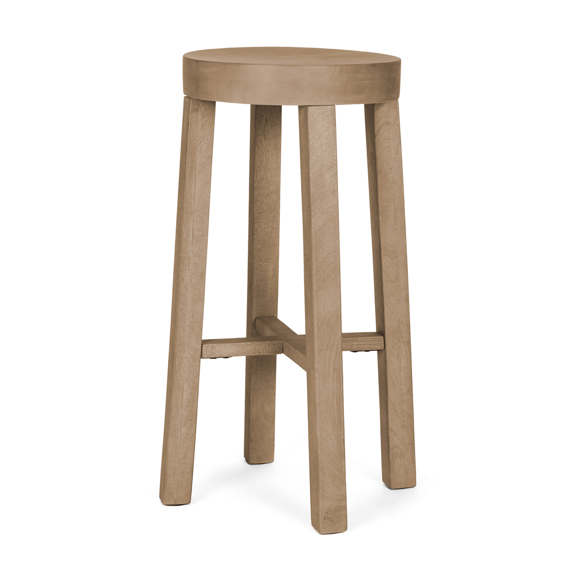 Brahma 30" Total Height White Washed Wood Stool-Bar Stools-DECOROLALA