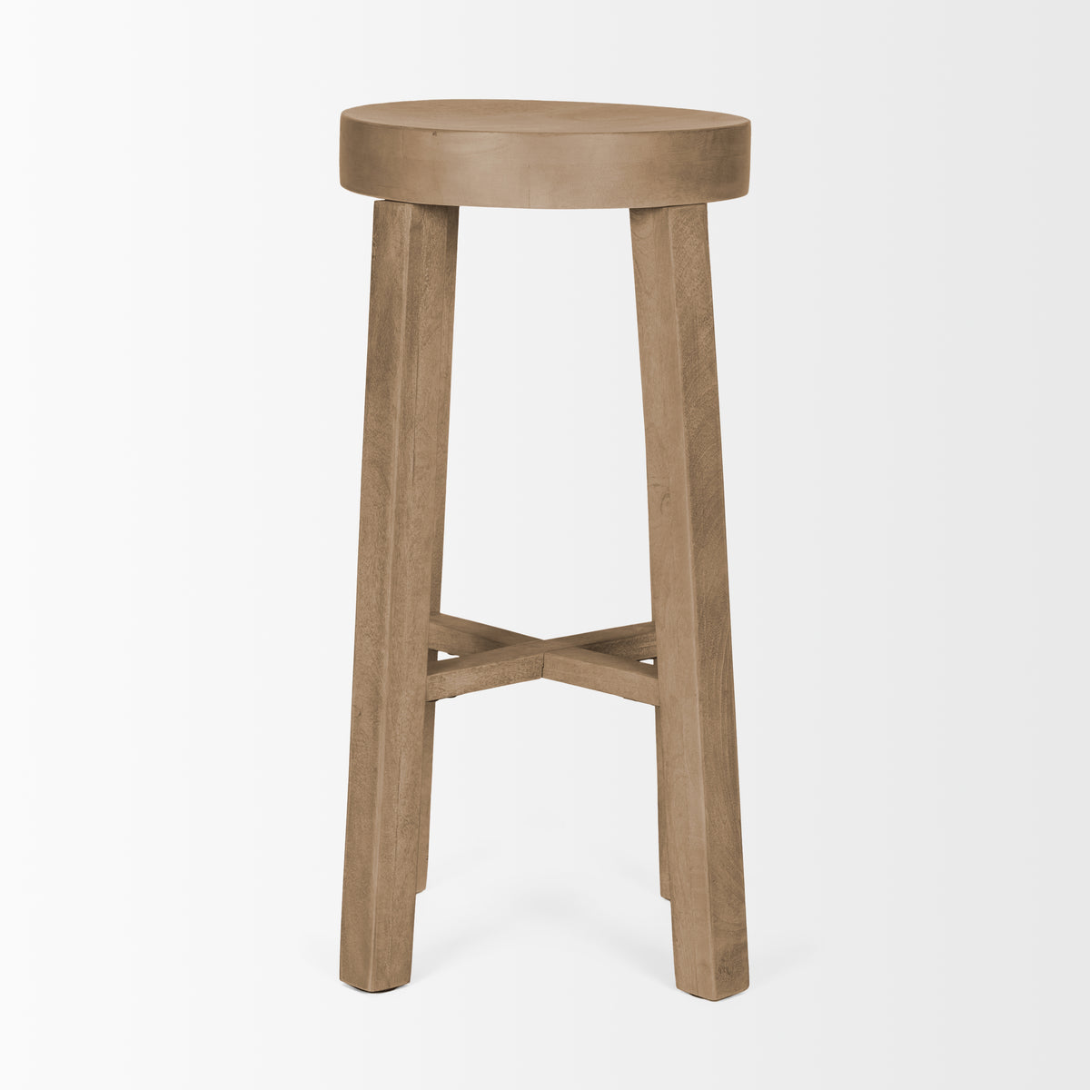 Brahma 30" Total Height White Washed Wood Stool-Bar Stools-DECOROLALA