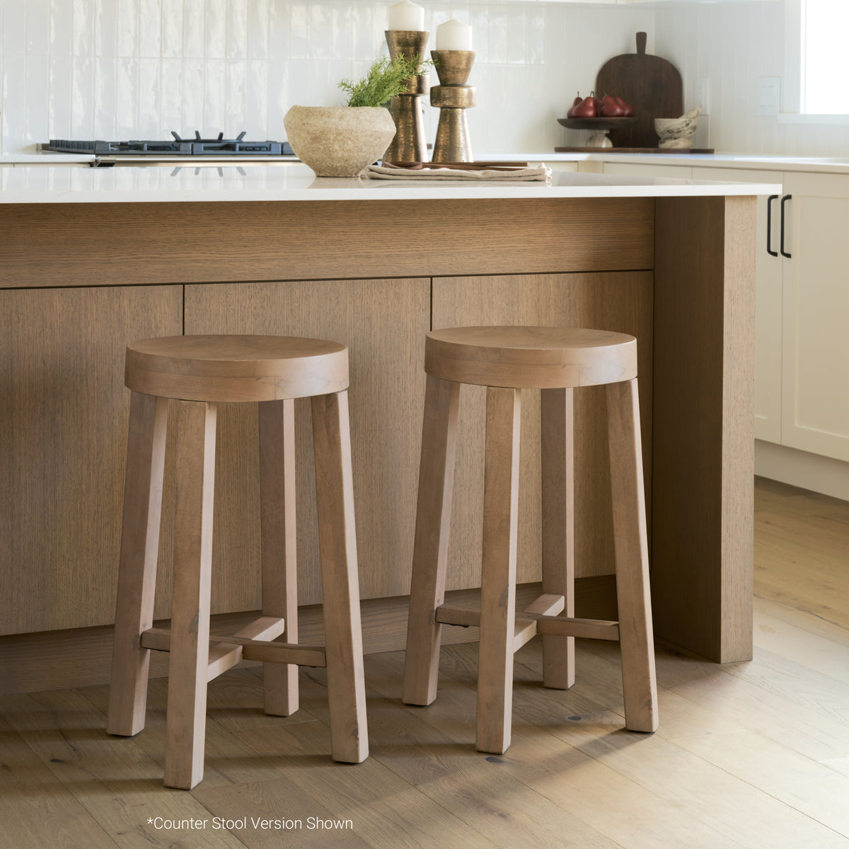 Brahma 30" Total Height White Washed Wood Stool-Bar Stools-DECOROLALA