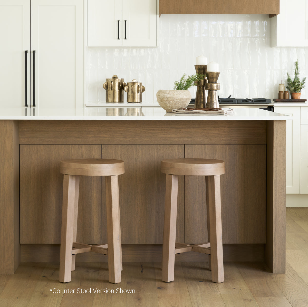 Brahma 30" Total Height White Washed Wood Stool-Bar Stools-DECOROLALA