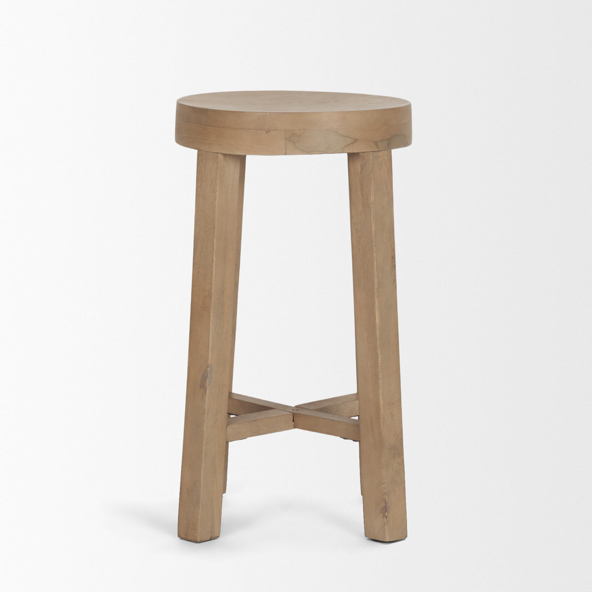 Brahma 26" Total Height White Washed Wood Stool-Bar Stools-DECOROLALA