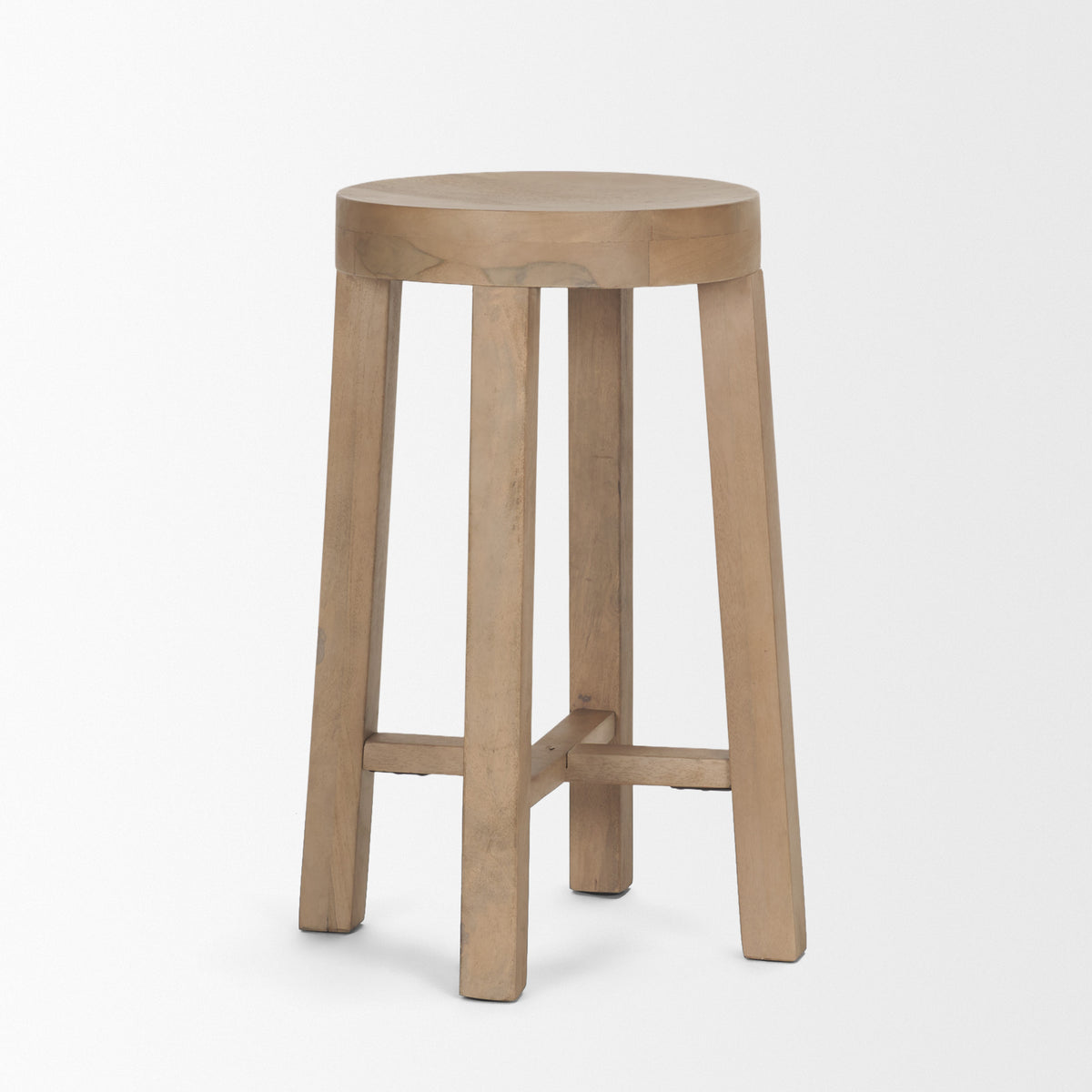 Brahma 26" Total Height White Washed Wood Stool-Bar Stools-DECOROLALA
