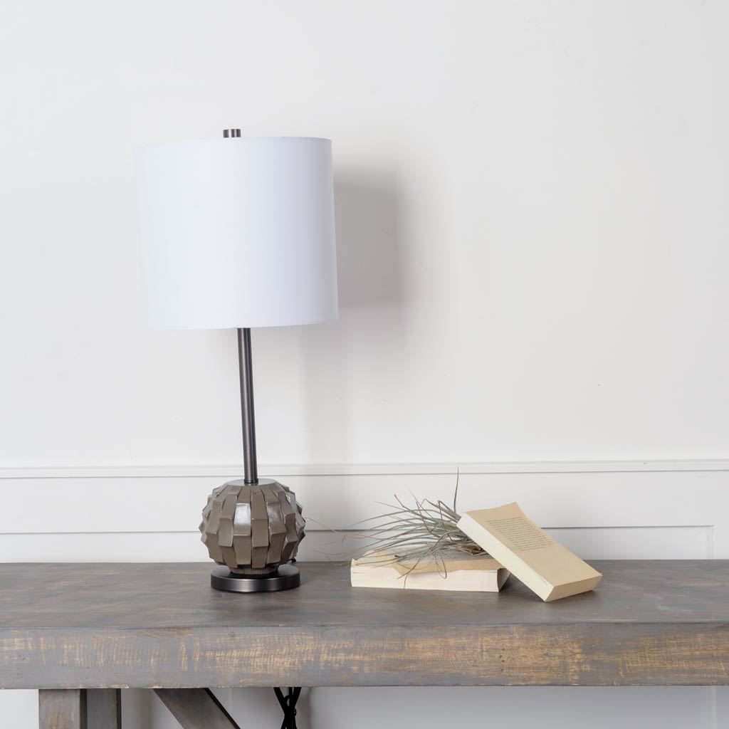 Brant I 25" Brown Resin Base White Shade Table Lamp-Table Lamps-DECOROLALA