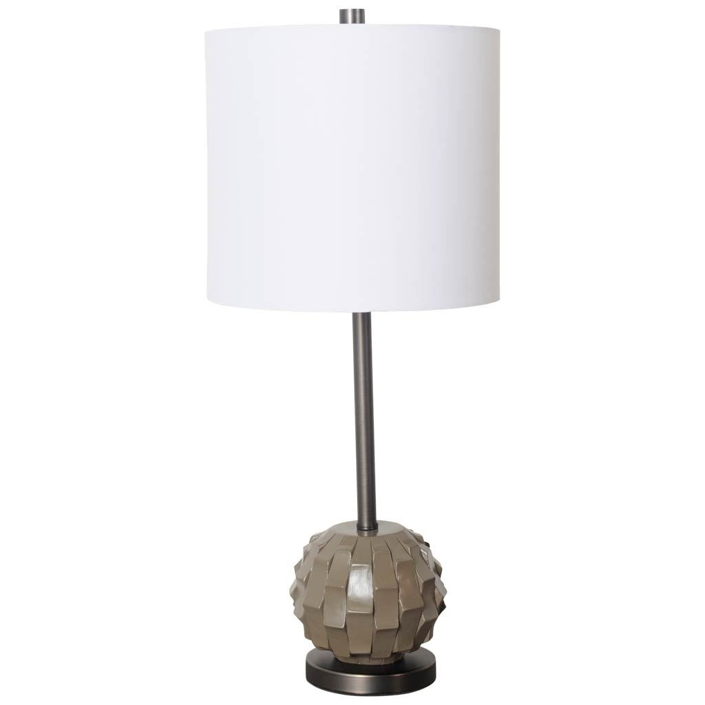 Brant I 25" Brown Resin Base White Shade Table Lamp-Table Lamps-DECOROLALA