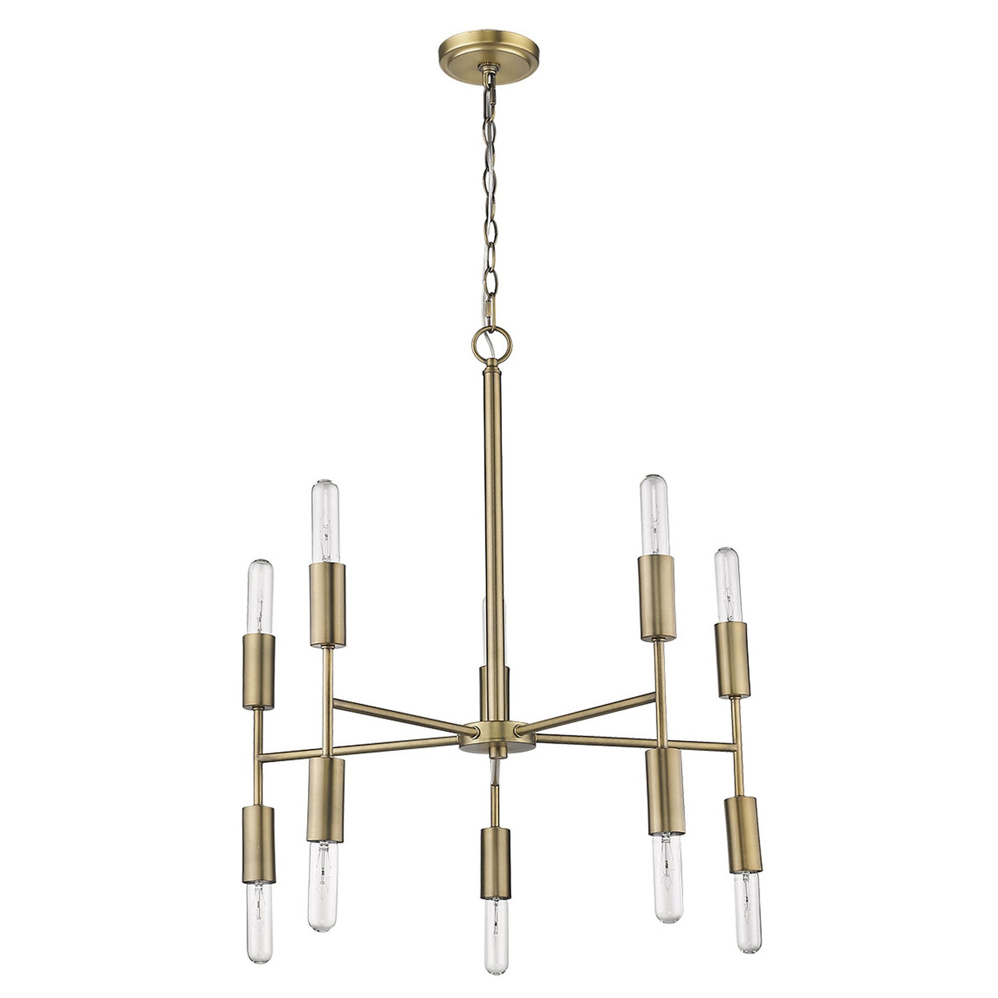 Brass Candle Style Ten Light Metal Dimmable Chandelier-Chandeliers-DECOROLALA