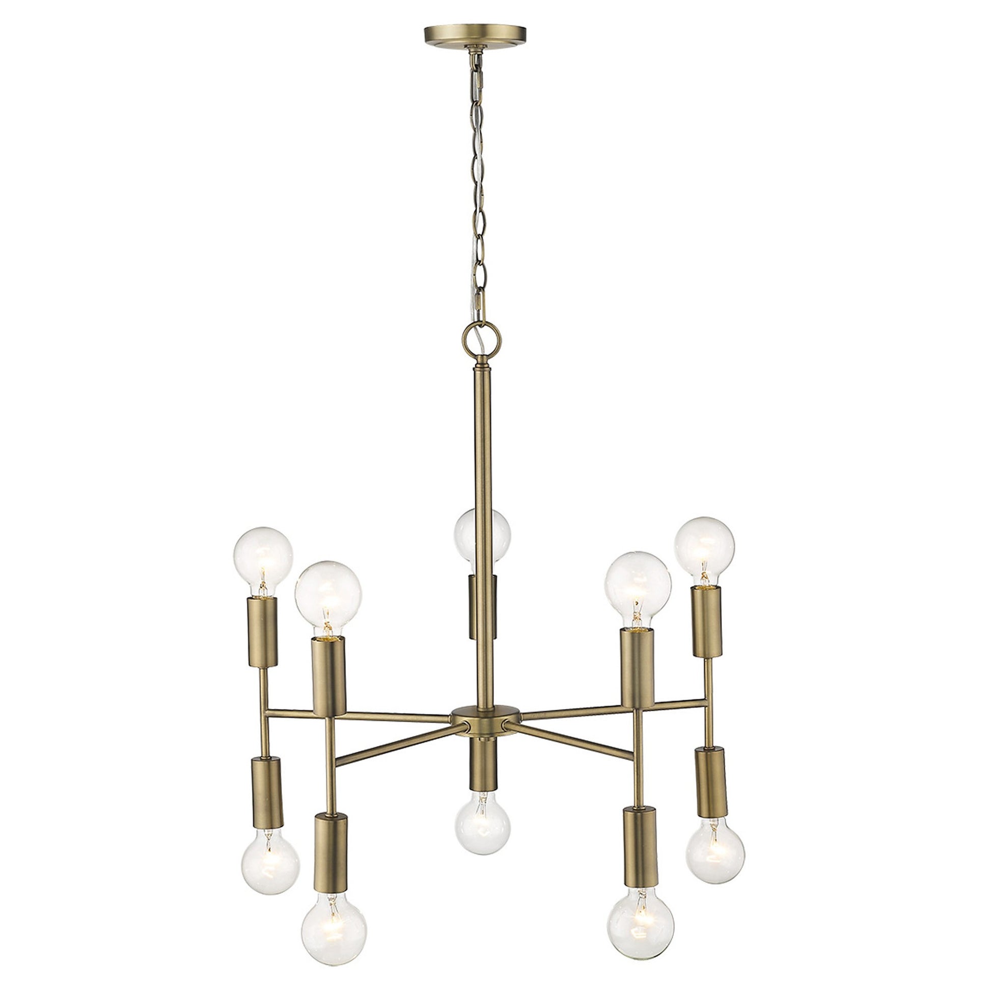 Brass Candle Style Ten Light Metal Dimmable Chandelier-Chandeliers-DECOROLALA