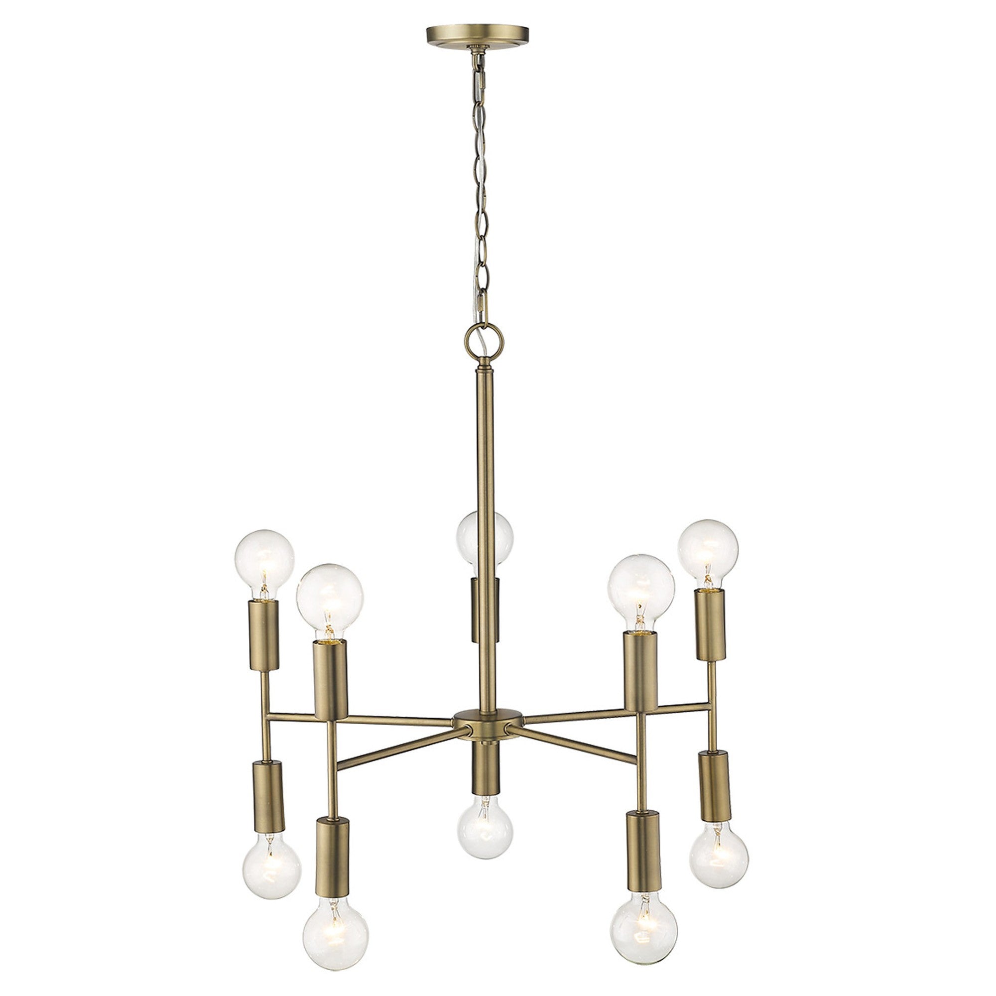 Brass Candle Style Ten Light Metal Dimmable Chandelier-Chandeliers-DECOROLALA