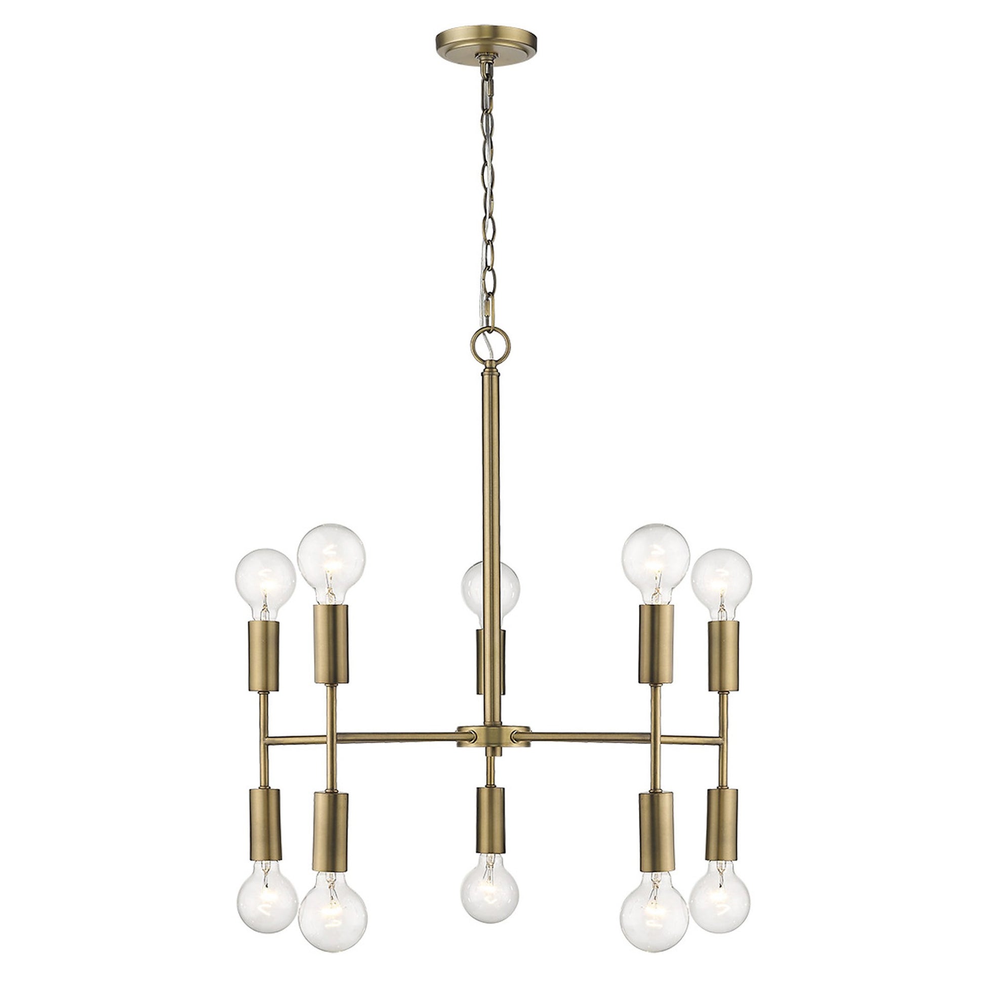 Brass Candle Style Ten Light Metal Dimmable Chandelier-Chandeliers-DECOROLALA