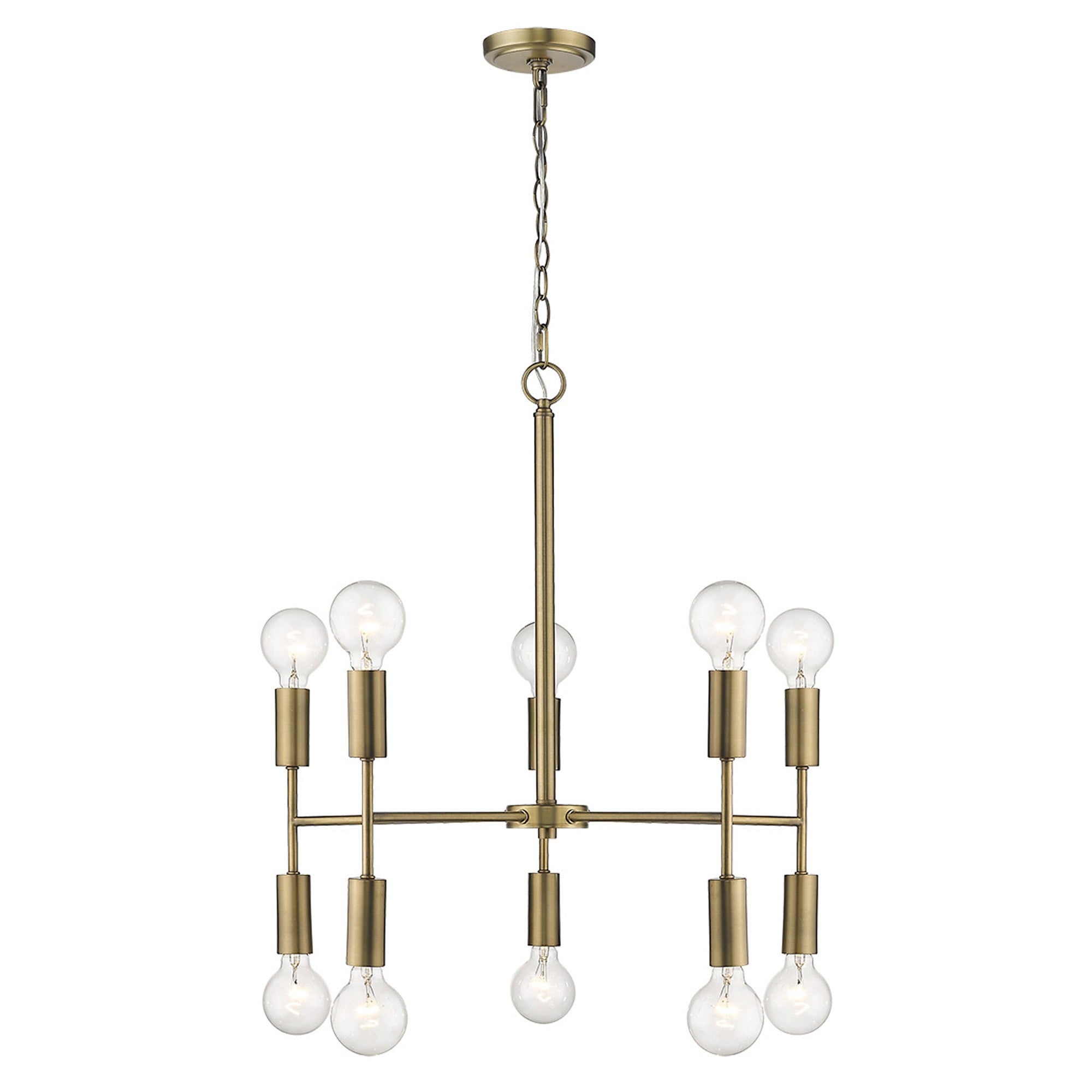 Brass Candle Style Ten Light Metal Dimmable Chandelier-Chandeliers-DECOROLALA