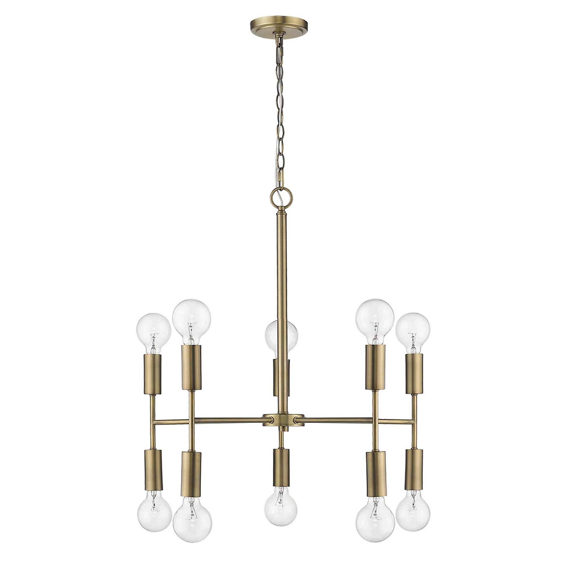 Brass Candle Style Ten Light Metal Dimmable Chandelier-Chandeliers-DECOROLALA