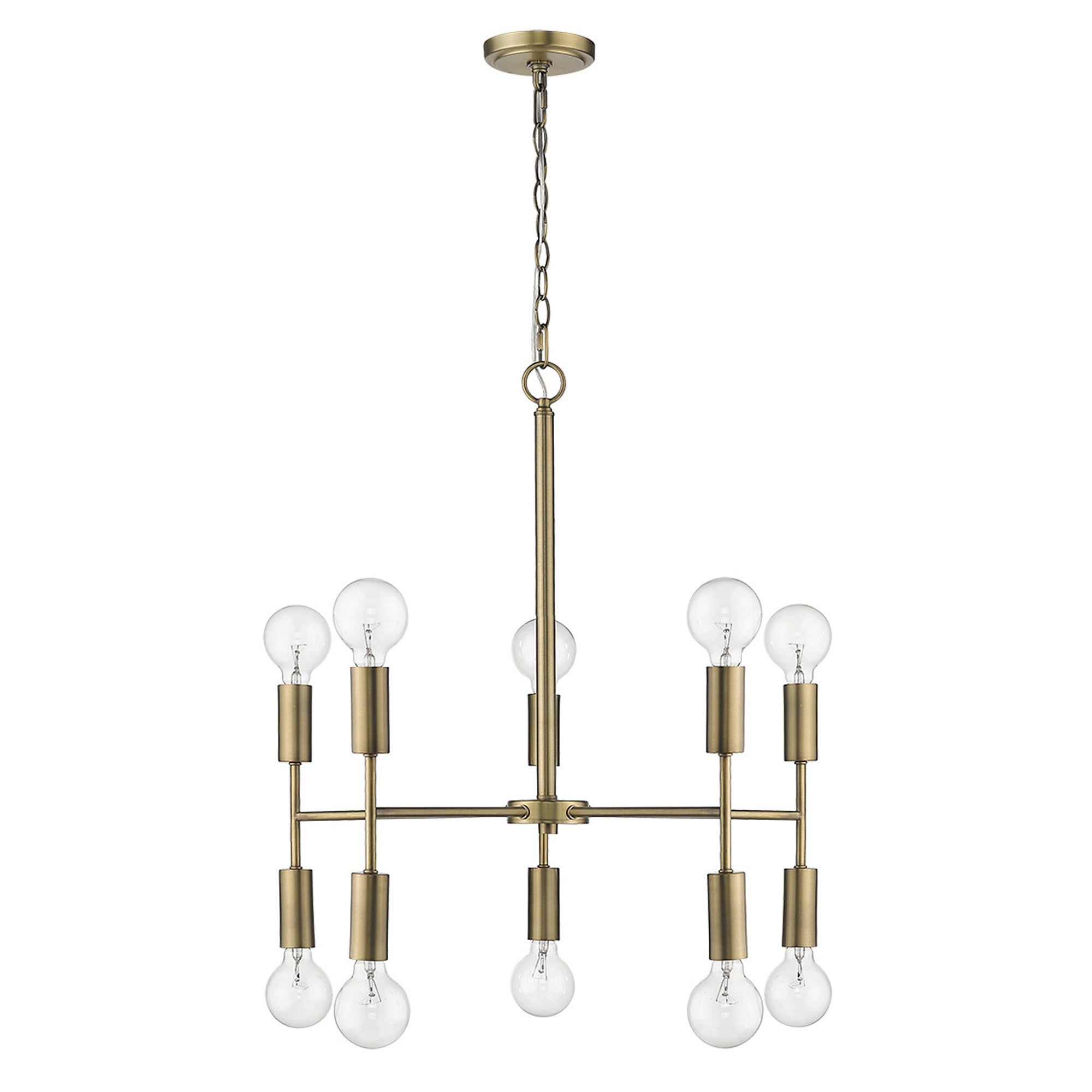 Brass Candle Style Ten Light Metal Dimmable Chandelier-Chandeliers-DECOROLALA
