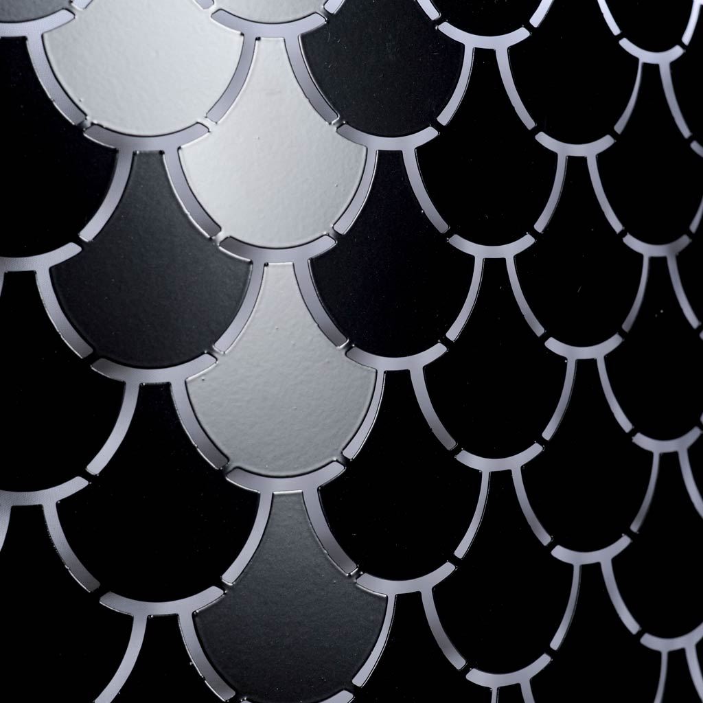 Brasseur I (26"x15") Charcoal Black Metal Fish Scale Three Bulb Chandelier-Chandeliers-DECOROLALA