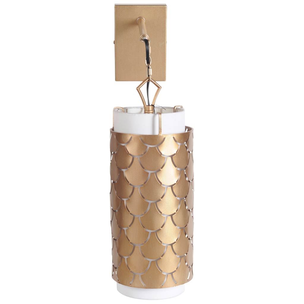 Brasseur III 10.5x22 Toned Metal Fish Scale Wall Sconce-Wall Sconces-DECOROLALA