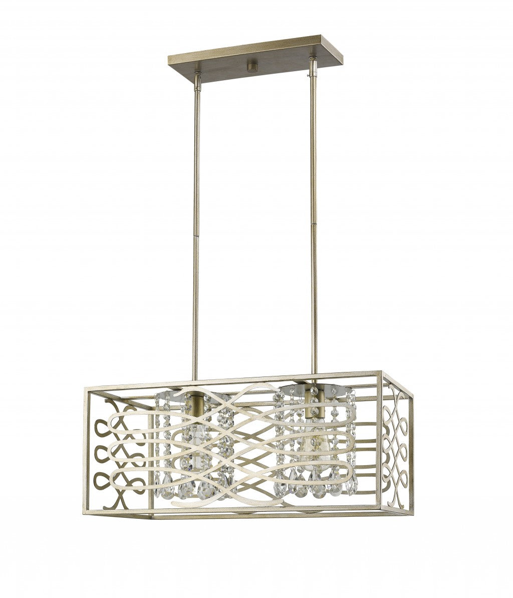 Brax 2-Light Washed Gold Island Pendant With Crystal Accents-Pendants-Hanging Lights-DECOROLALA