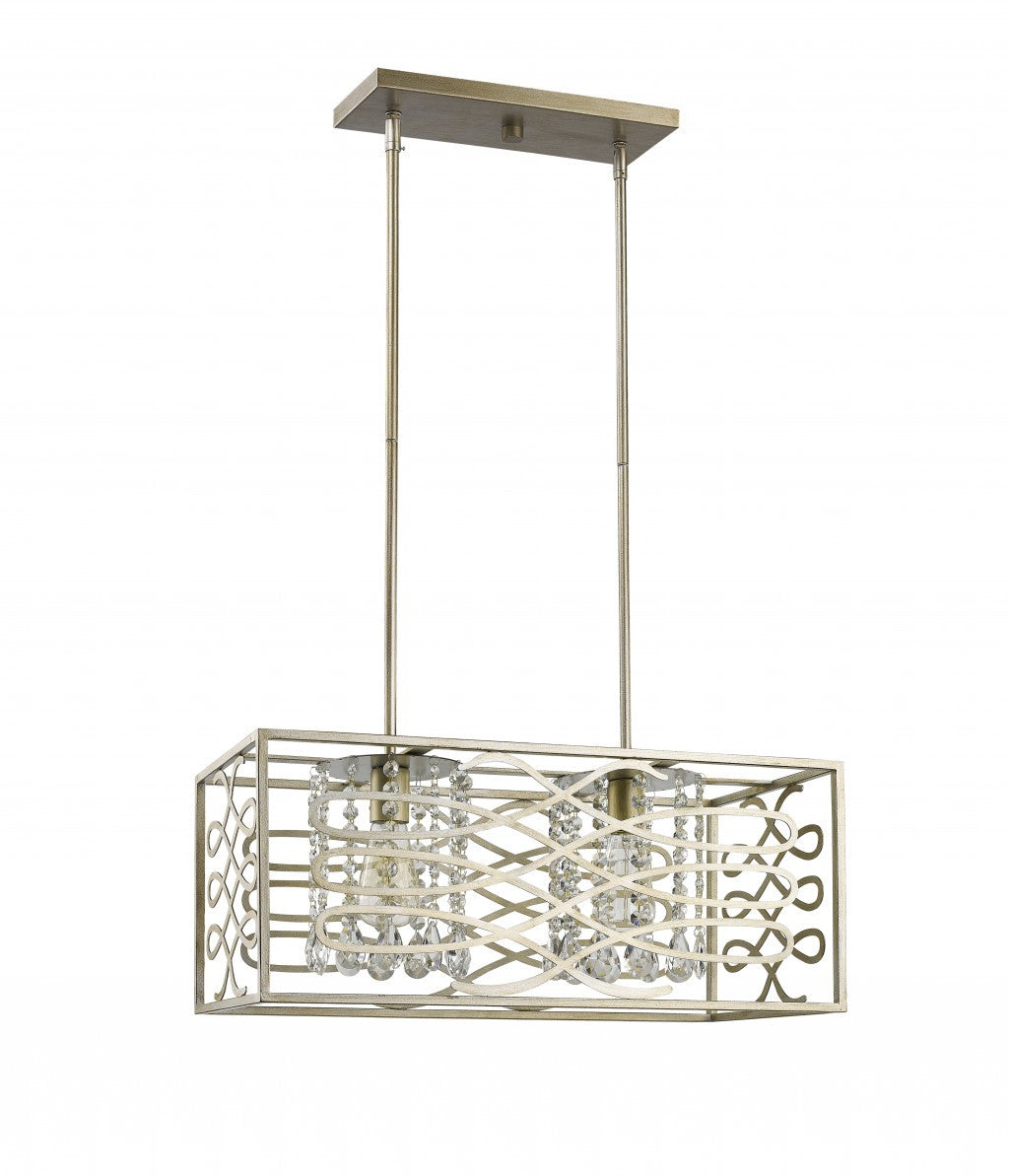 Brax 2-Light Washed Gold Island Pendant With Crystal Accents-Pendants-Hanging Lights-DECOROLALA