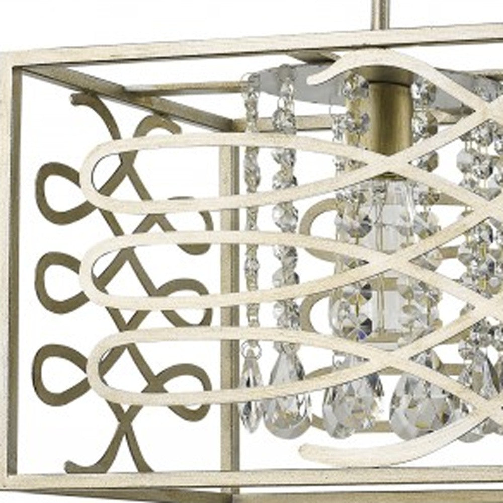 Brax 2-Light Washed Gold Island Pendant With Crystal Accents-Pendants-Hanging Lights-DECOROLALA