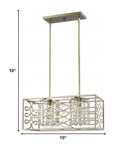 Brax 2-Light Washed Gold Island Pendant With Crystal Accents-Pendants-Hanging Lights-DECOROLALA