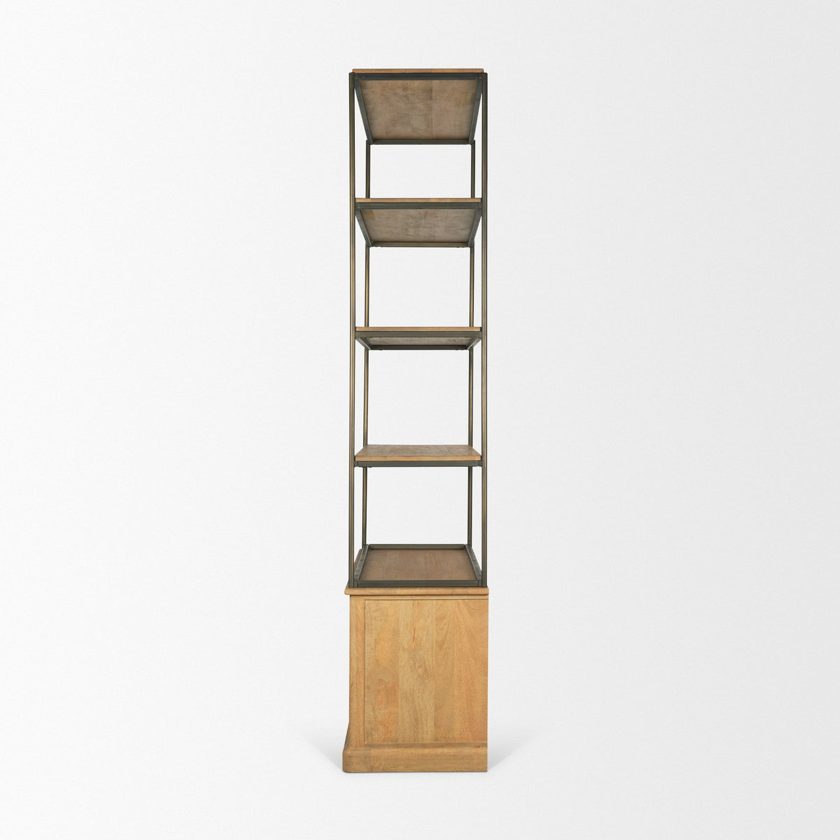 Braxton 2-Door Open Shelving Unit - Light Brown Wood-Shelving-DECOROLALA