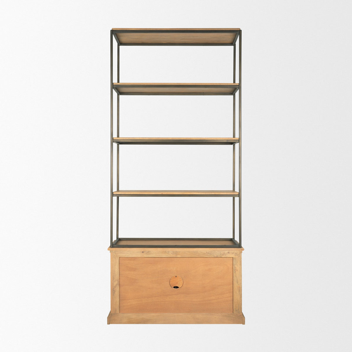 Braxton 2-Door Open Shelving Unit - Light Brown Wood-Shelving-DECOROLALA
