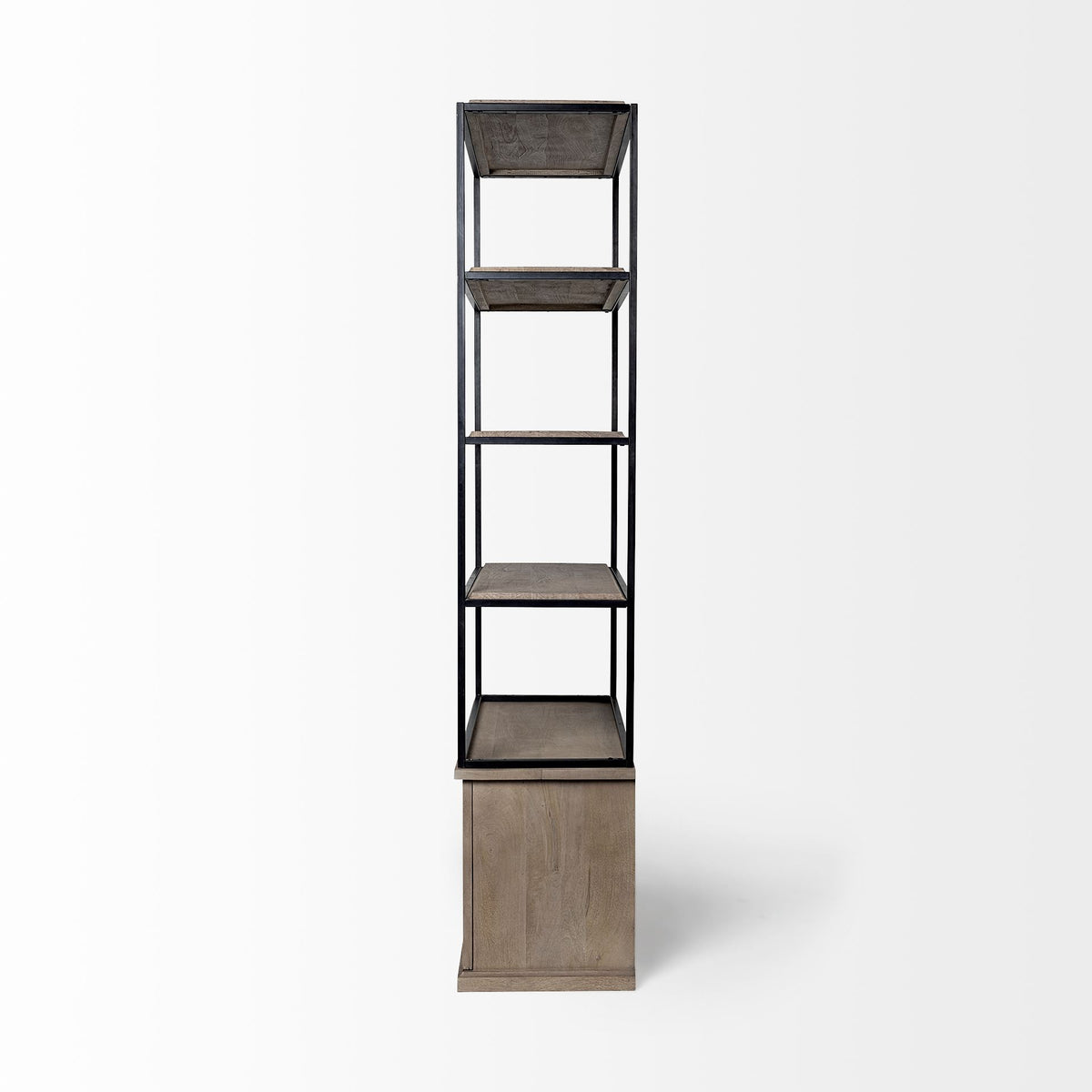 Braxton II Light Brown Wood and Iron Three Shelf Shelving Unit 41.5L x 18.5W x 9-Shelving-DECOROLALA
