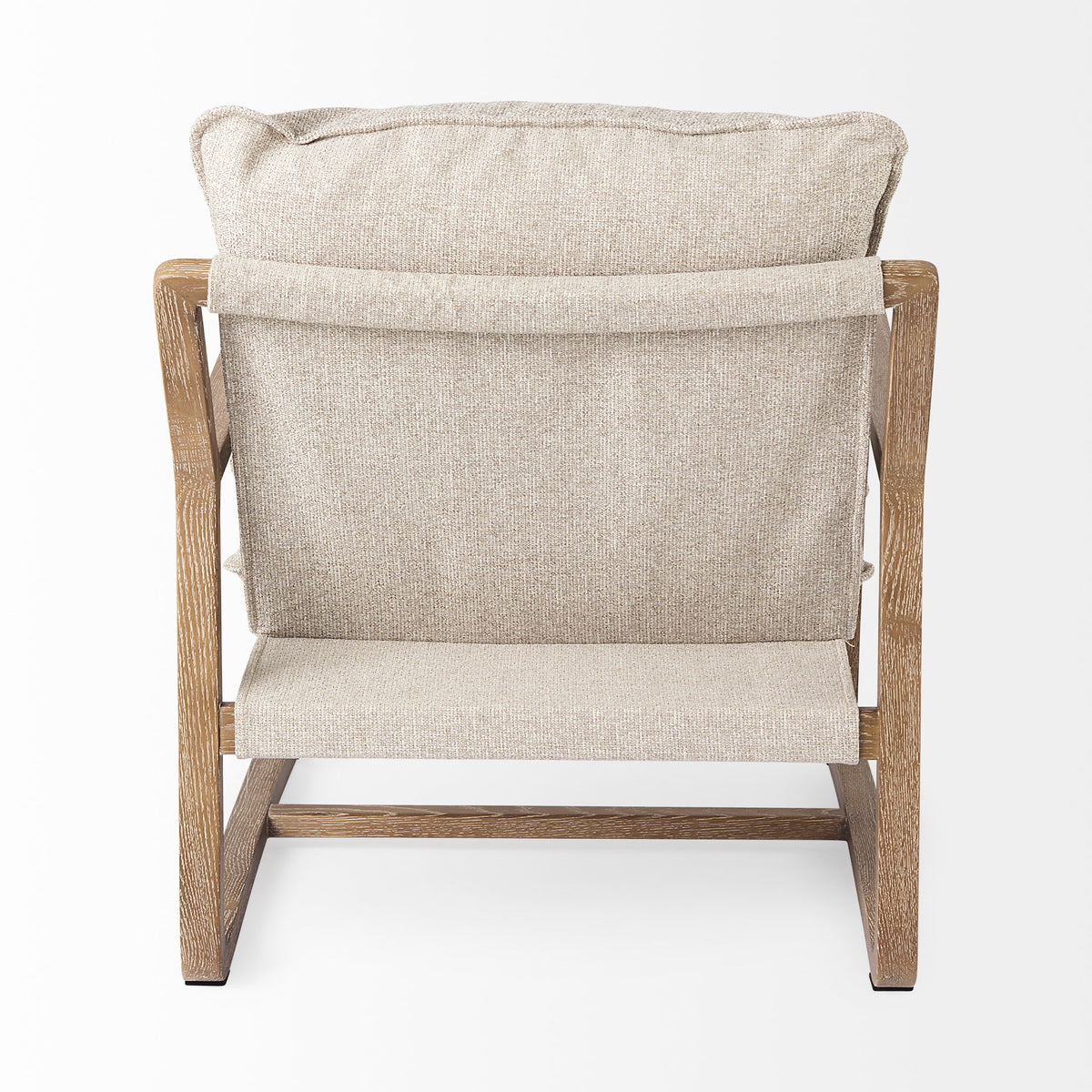 Brayden Accent Chair - Light Brown Wood Beige Fabric-Accent Chairs-DECOROLALA