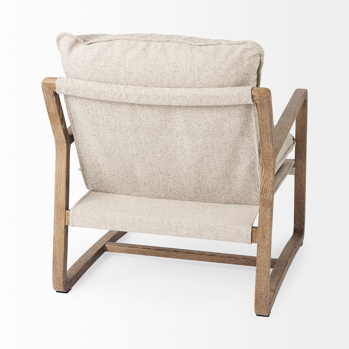 Brayden Accent Chair - Light Brown Wood Beige Fabric-Accent Chairs-DECOROLALA