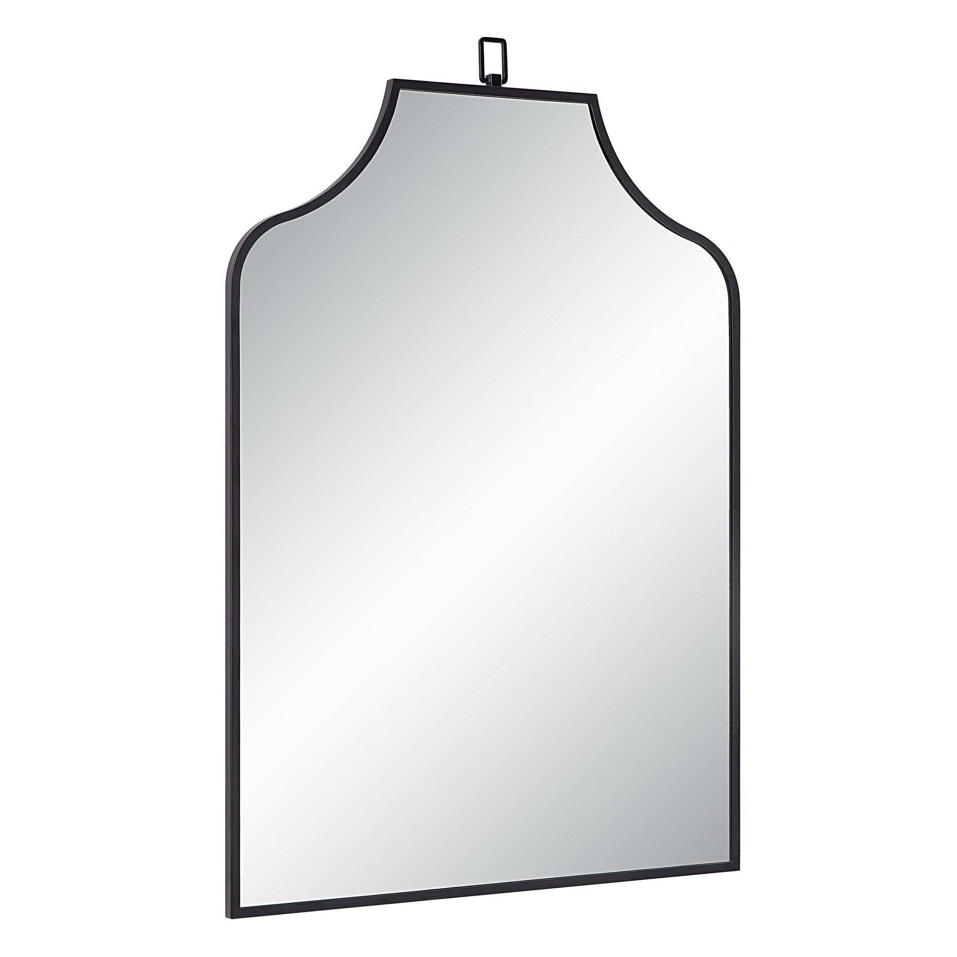 Breda 45" Tall Recatangular Arch Mirror, Matte Black-Mirror-DECOROLALA