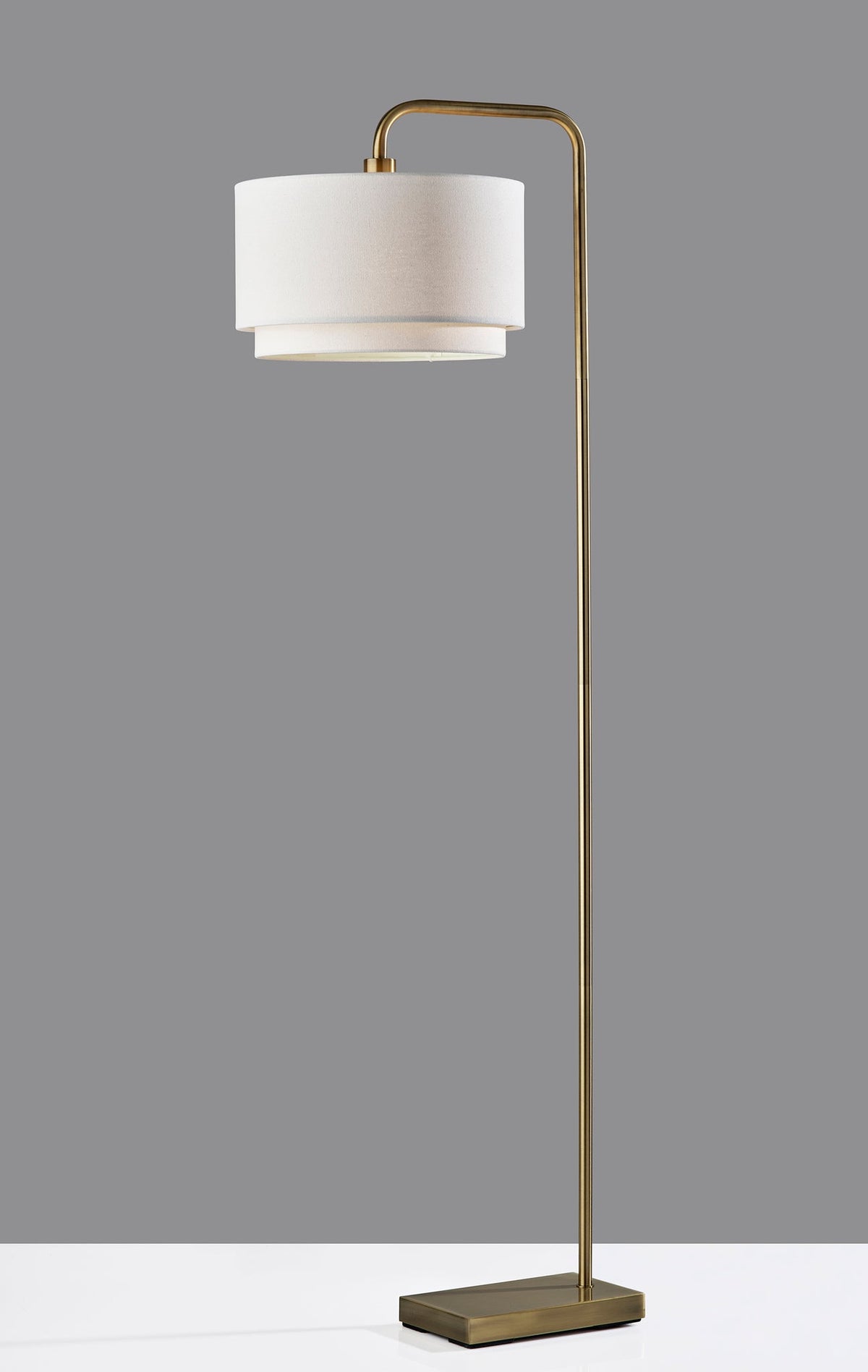 Brinkley Floor Lamp Brass Finish White Shade-Lighting-DECOROLALA