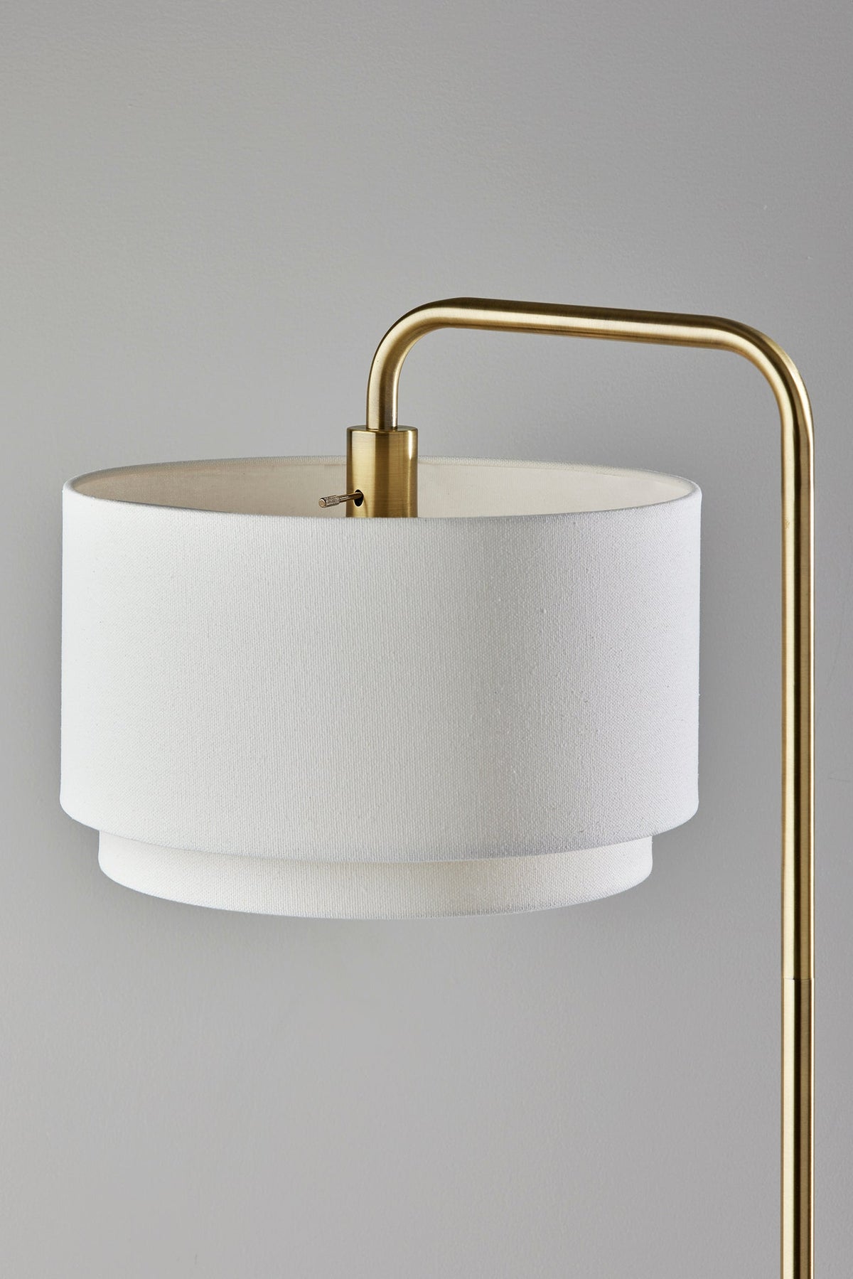 Brinkley Floor Lamp Brass Finish White Shade-Lighting-DECOROLALA