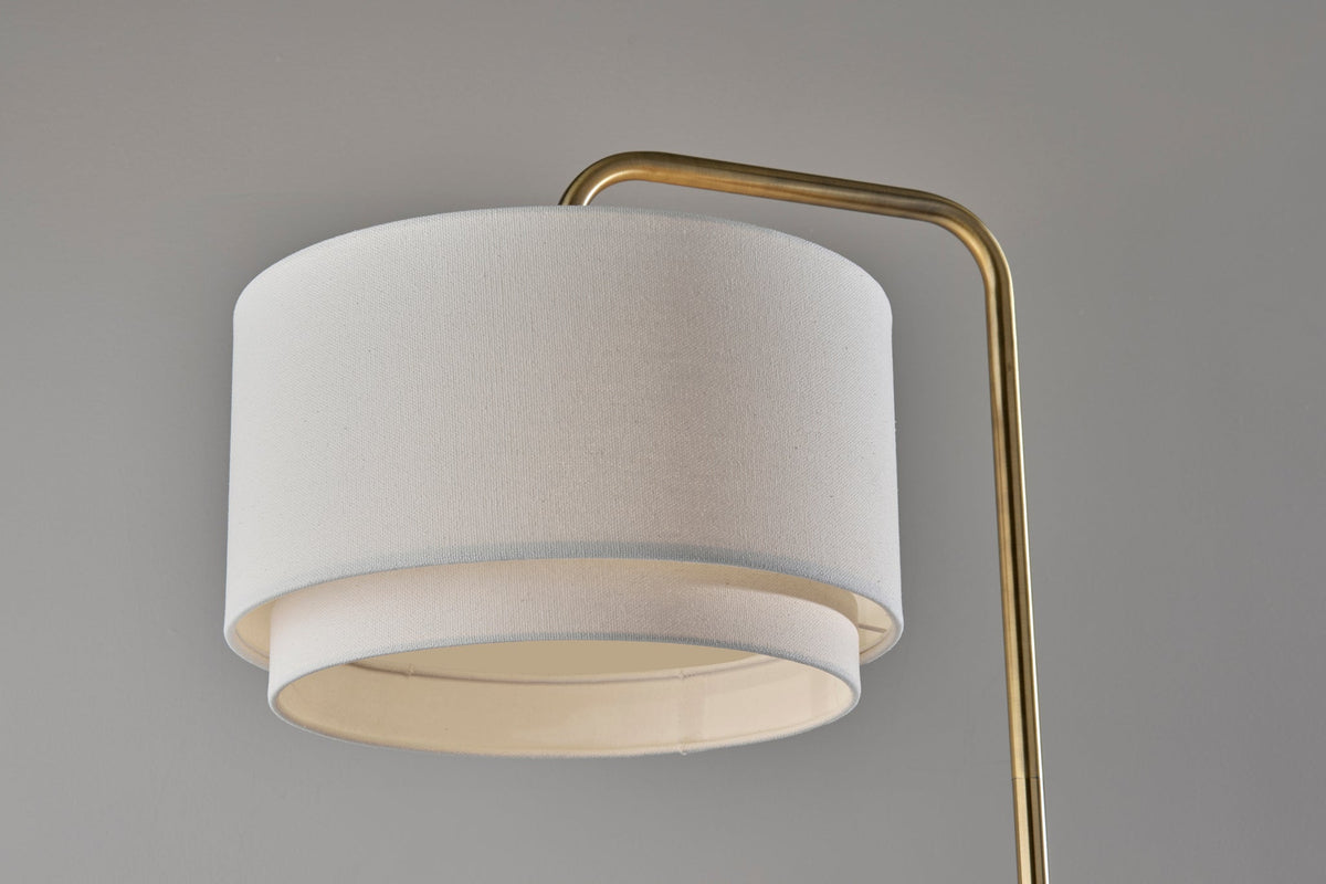 Brinkley Floor Lamp Brass Finish White Shade-Lighting-DECOROLALA
