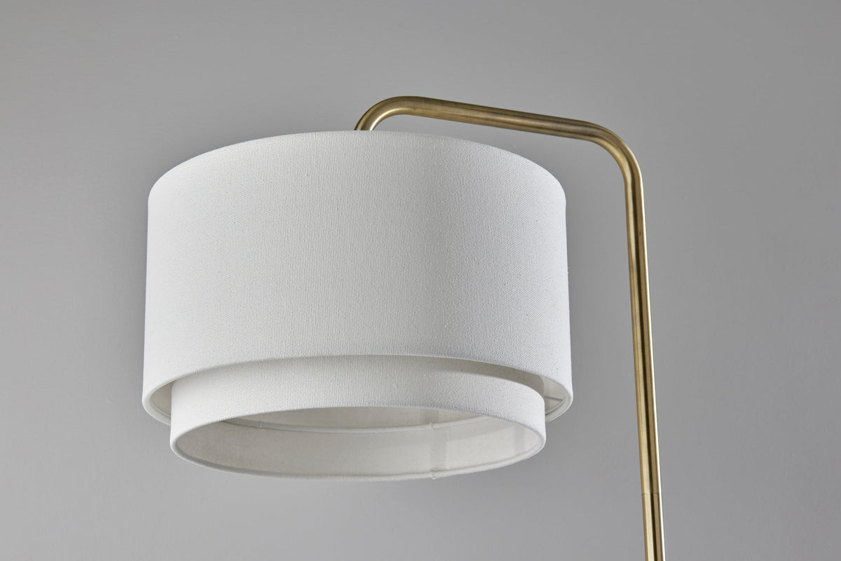 Brinkley Floor Lamp Brass Finish White Shade-Lighting-DECOROLALA