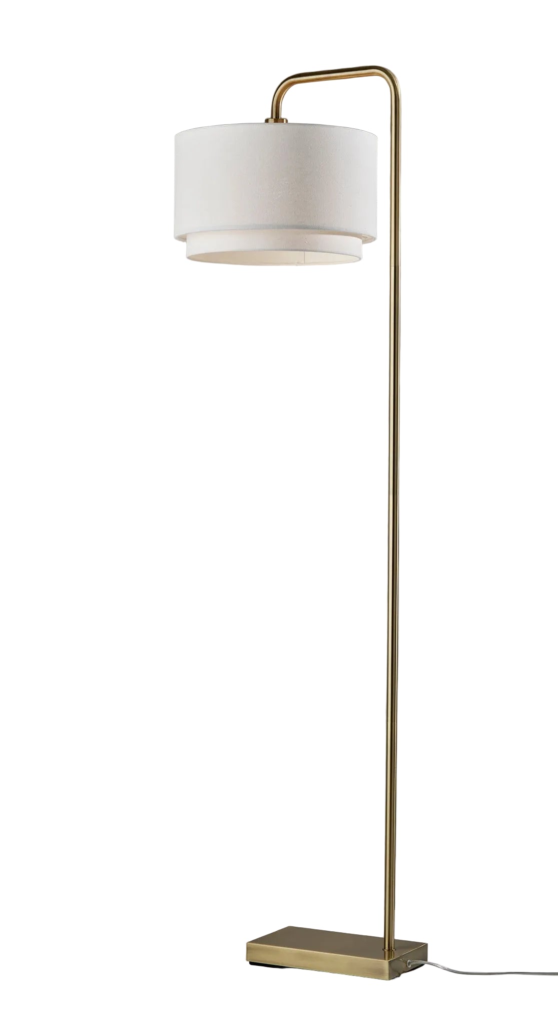 Brinkley Floor Lamp Brass Finish White Shade-Lighting-DECOROLALA