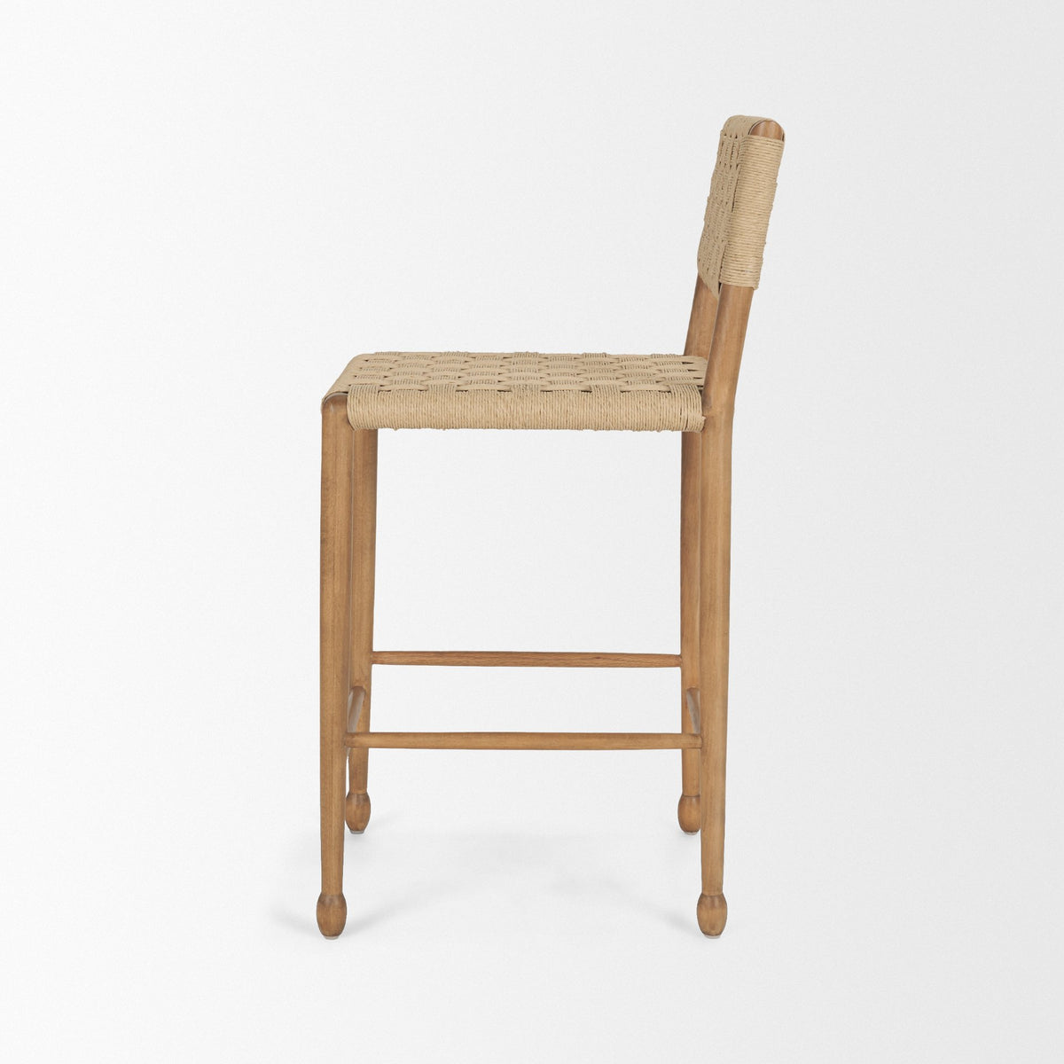 Brinley Woven Paper Rope w/ Brown Wood Frame Counter Stool-Bar Stools-DECOROLALA