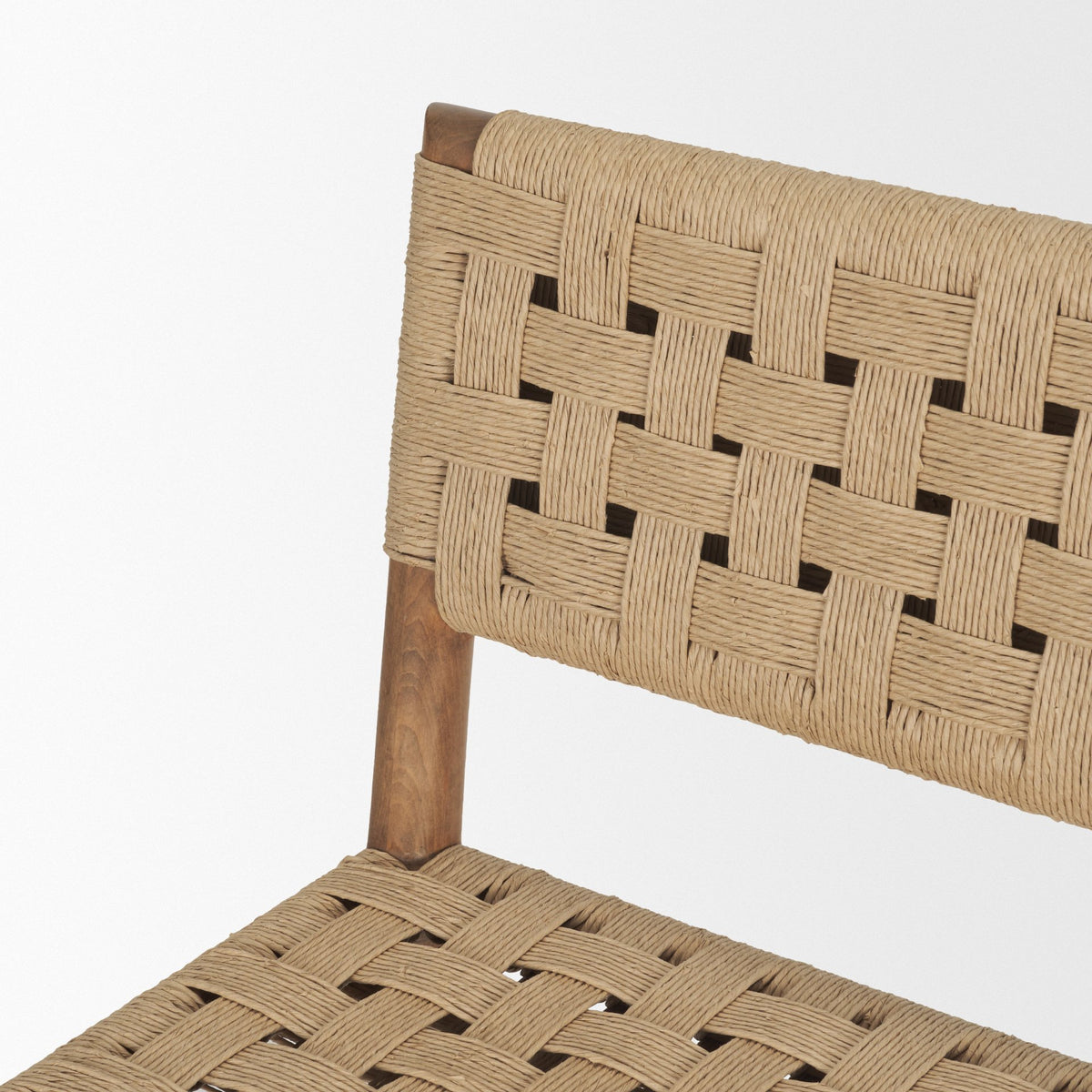 Brinley Woven Paper Rope w/ Brown Wood Frame Counter Stool-Bar Stools-DECOROLALA