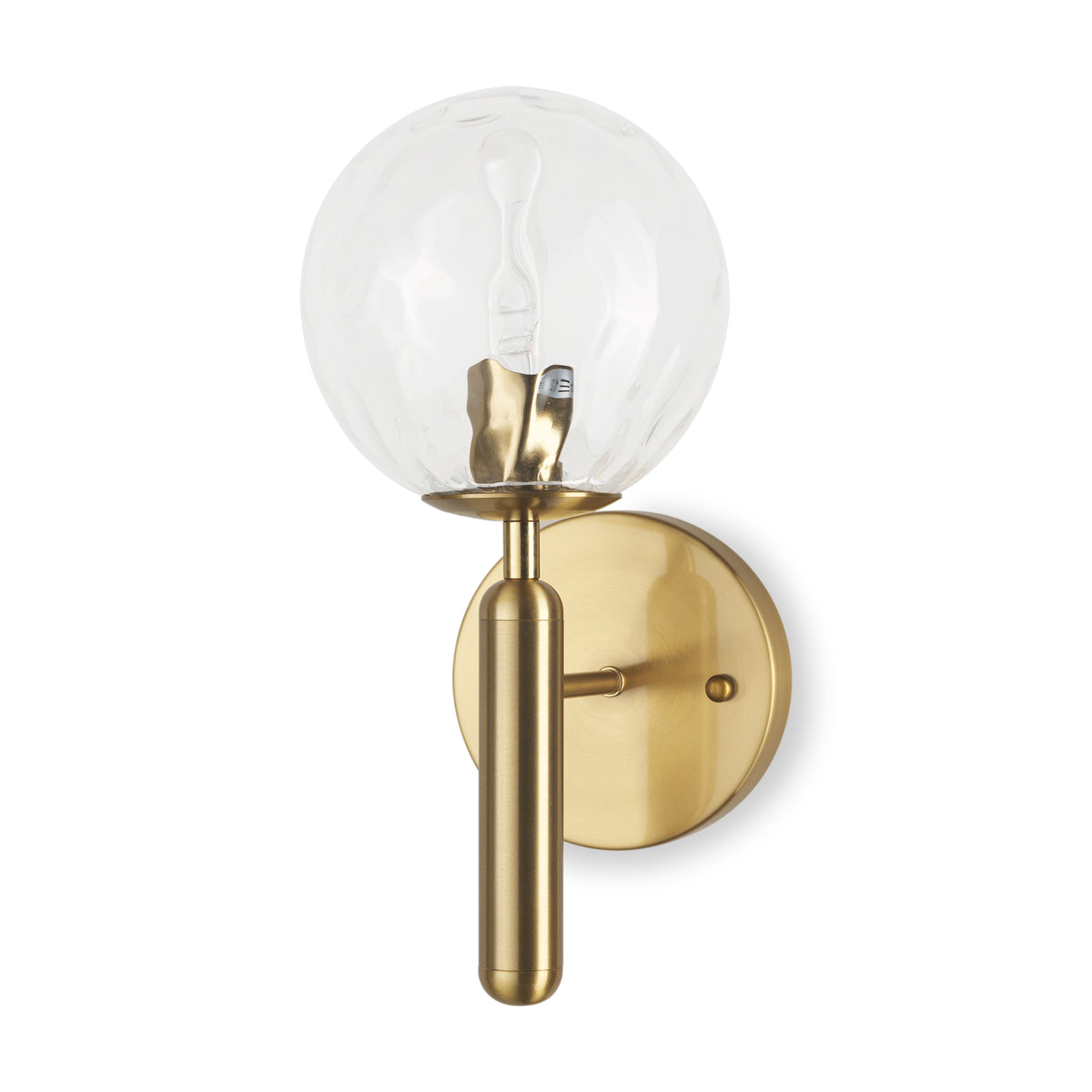 Britton Gold Metal w/ Clear Glass Globe 1-Light Wall Sconce-Wall Sconces-DECOROLALA