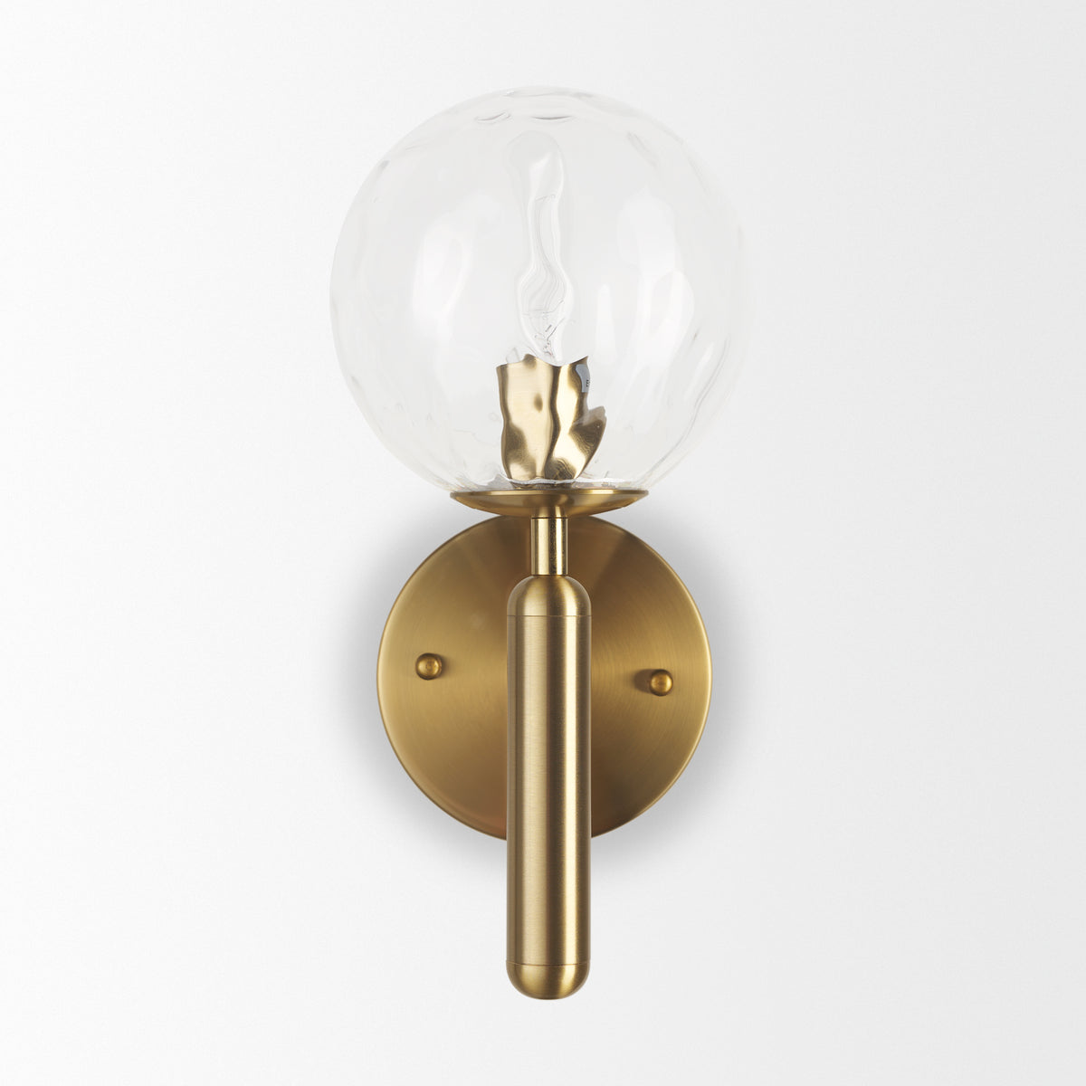 Britton Gold Metal w/ Clear Glass Globe 1-Light Wall Sconce-Wall Sconces-DECOROLALA