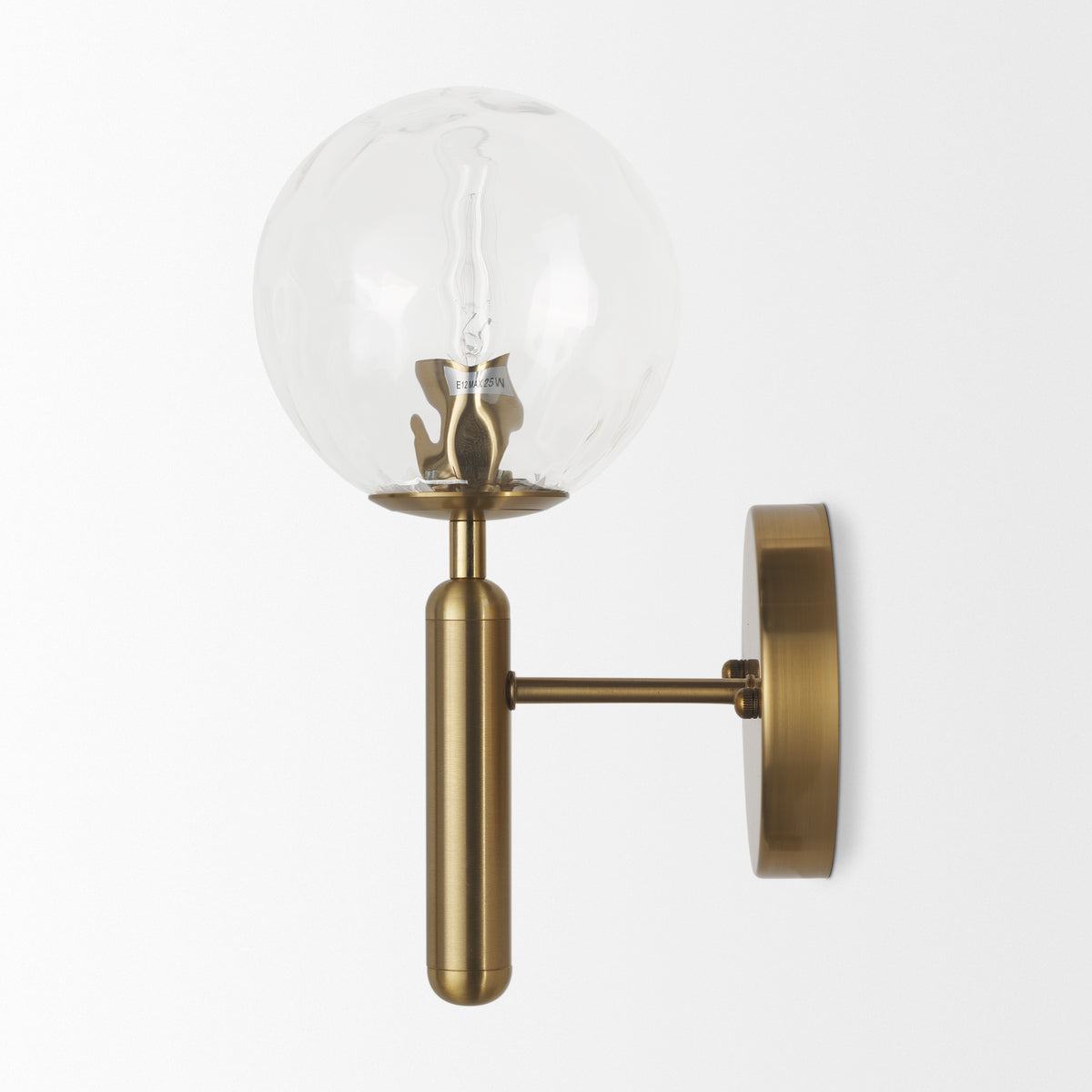 Britton Gold Metal w/ Clear Glass Globe 1-Light Wall Sconce-Wall Sconces-DECOROLALA