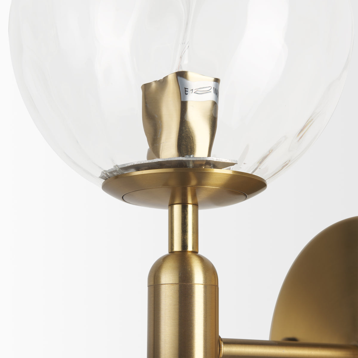Britton Gold Metal w/ Clear Glass Globe 1-Light Wall Sconce-Wall Sconces-DECOROLALA