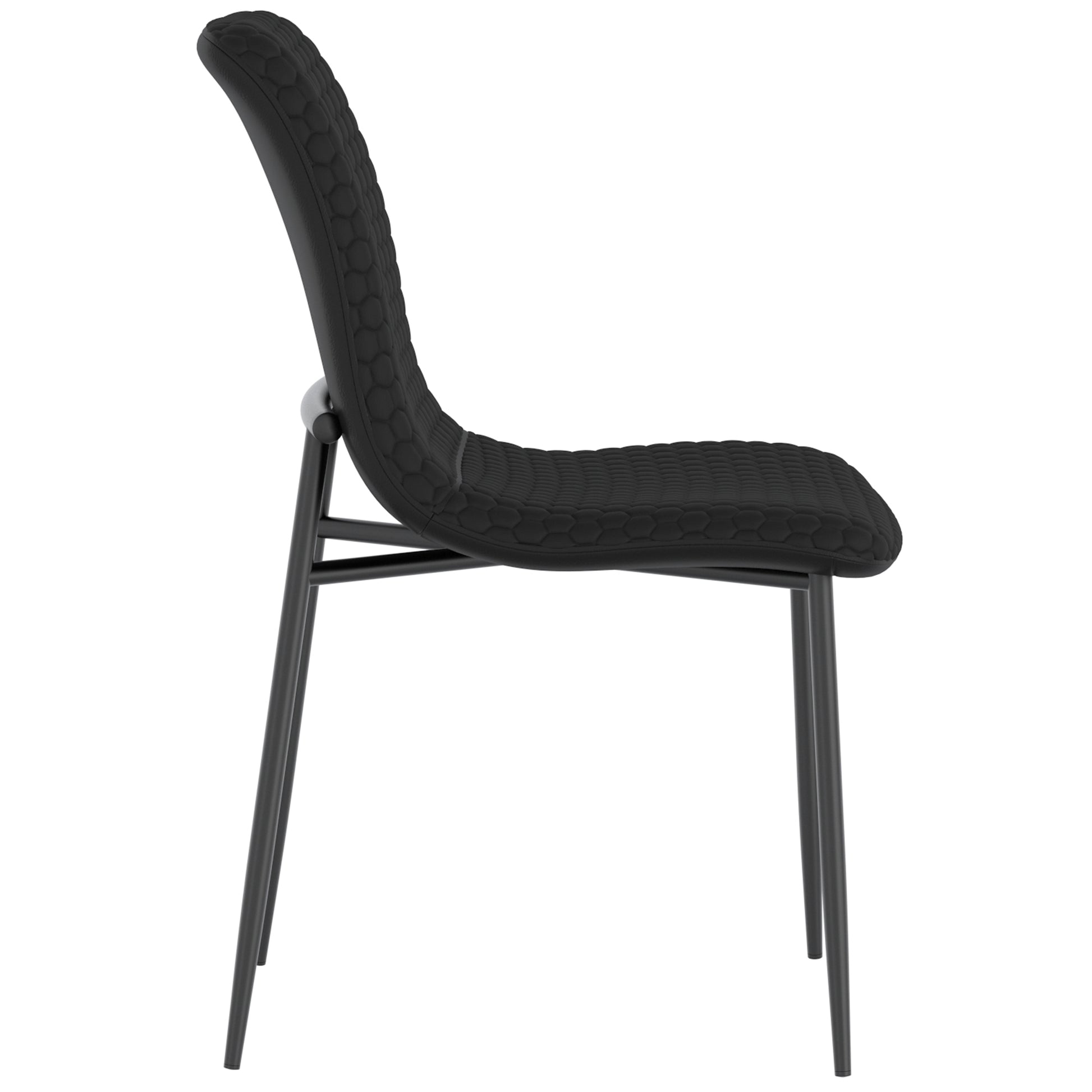 Brixx Side Chair - Black PU Leather Honeycomb Stitching-DECOROLALA
