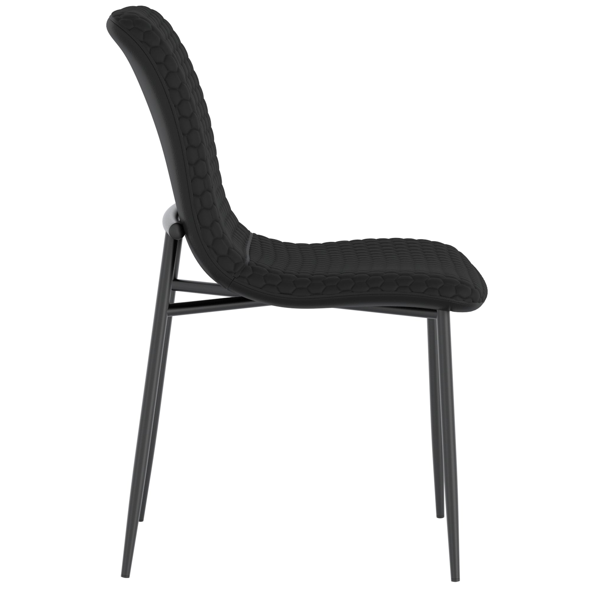 Brixx Side Chair - Black PU Leather Honeycomb Stitching-DECOROLALA