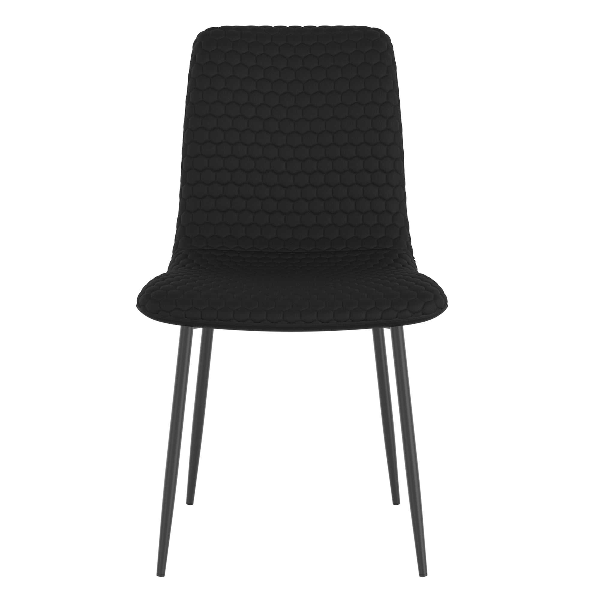Brixx Side Chair - Black PU Leather Honeycomb Stitching-DECOROLALA