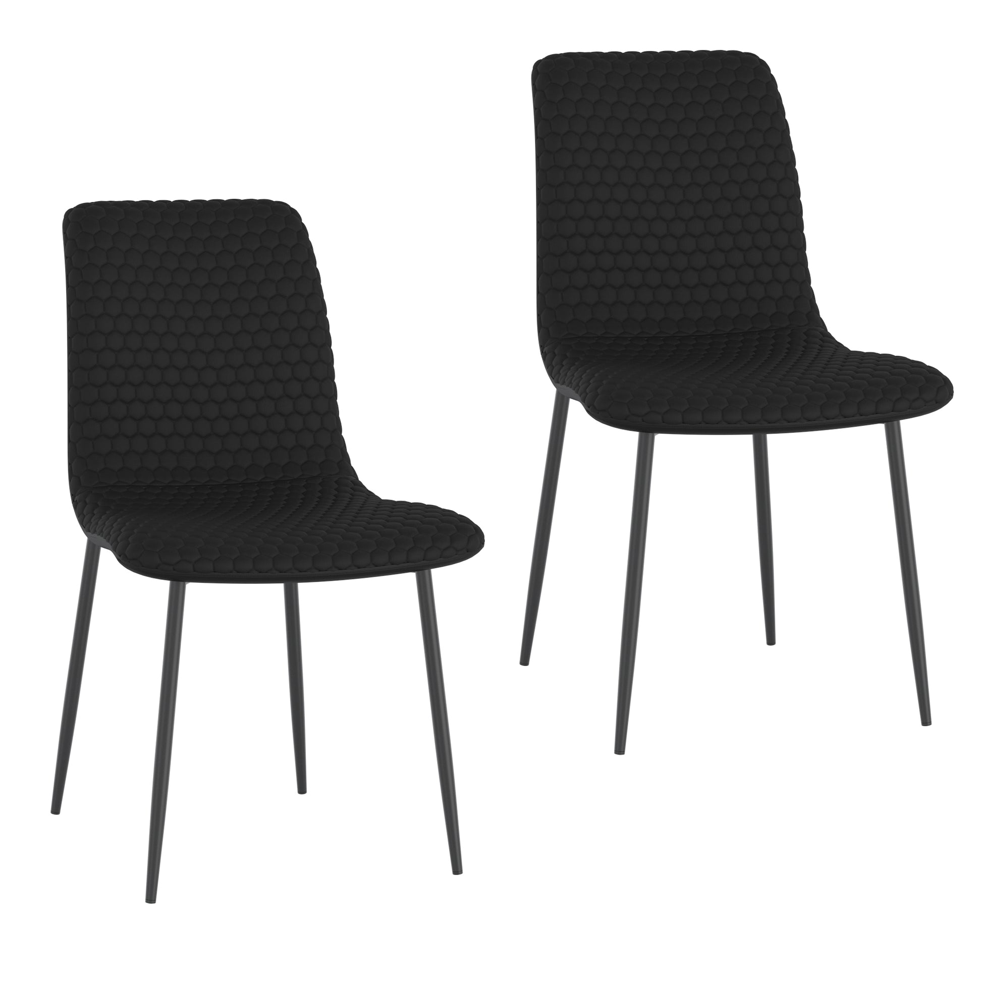 Brixx Side Chair - Black PU Leather Honeycomb Stitching-DECOROLALA