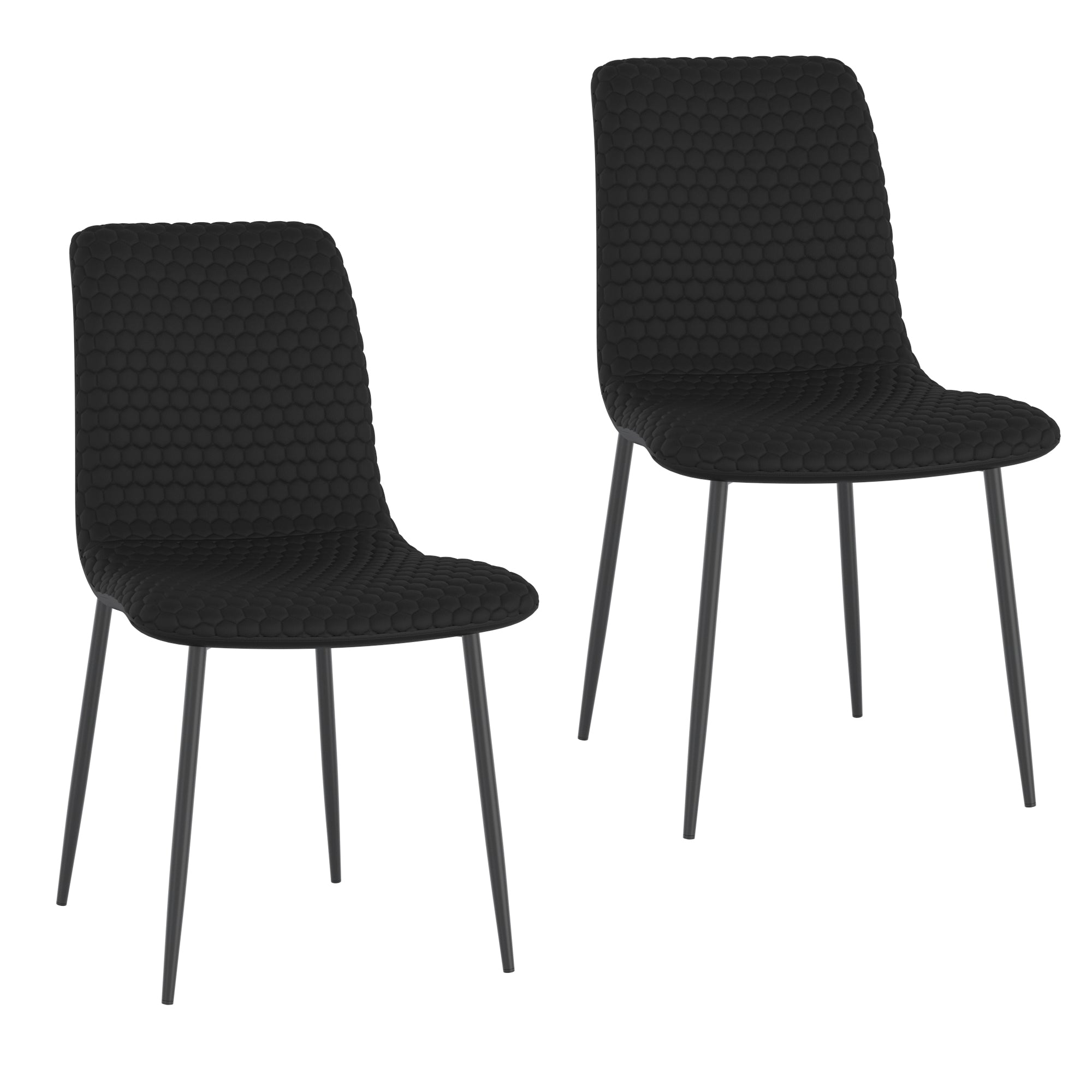 Brixx Side Chair - Black PU Leather Honeycomb Stitching-DECOROLALA