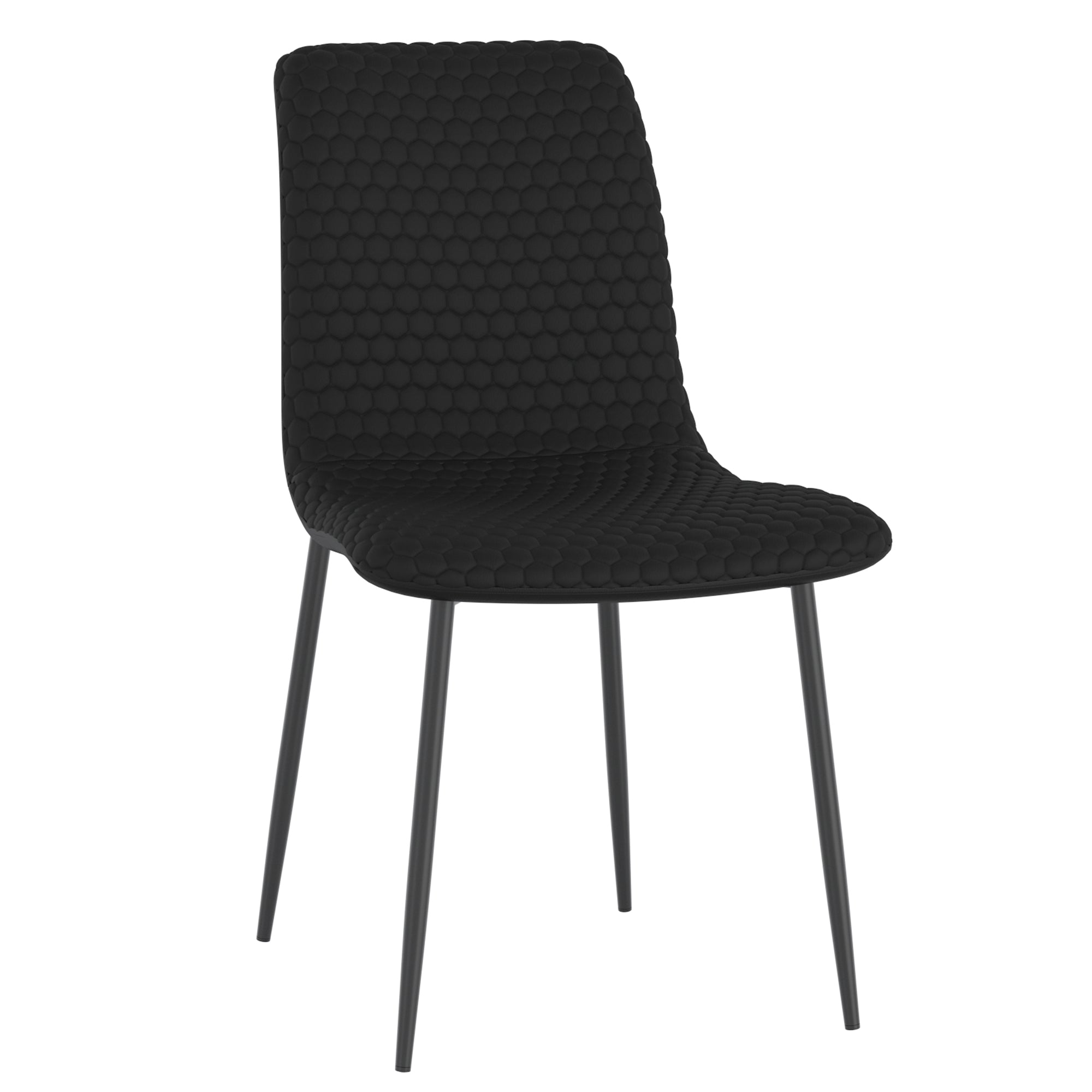 Brixx Side Chair - Black PU Leather Honeycomb Stitching-DECOROLALA