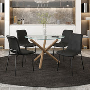 Brixx Side Chair - Black PU Leather Honeycomb Stitching-DECOROLALA