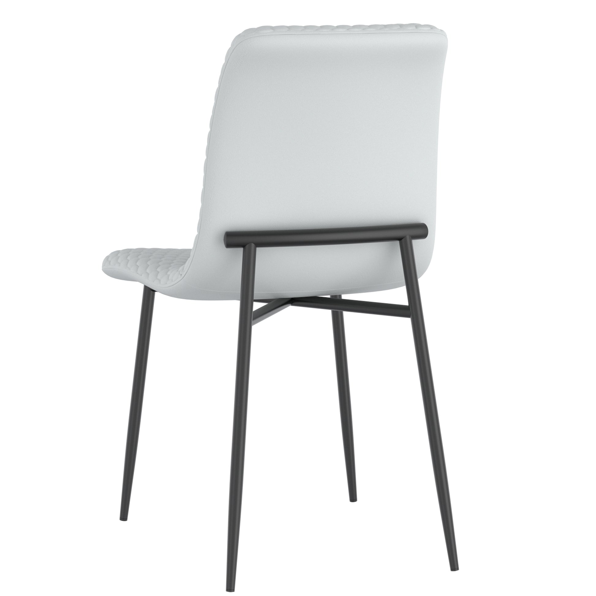 Brixx Side Chair - Light Grey PU Hexagon Stitched Dining Chair-DECOROLALA