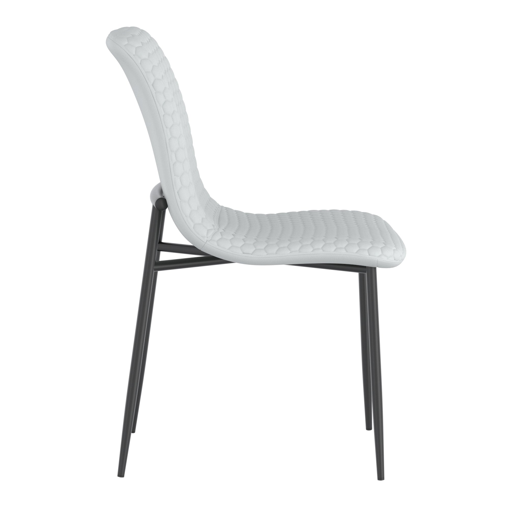 Brixx Side Chair - Light Grey PU Hexagon Stitched Dining Chair-DECOROLALA