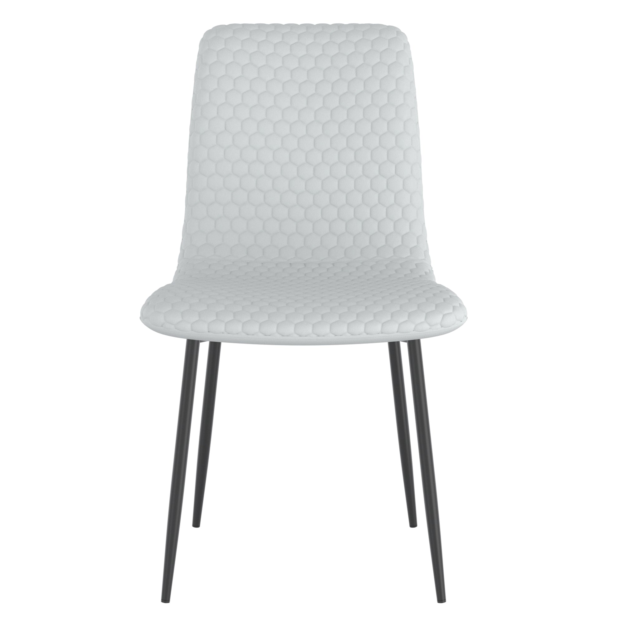Brixx Side Chair - Light Grey PU Hexagon Stitched Dining Chair-DECOROLALA
