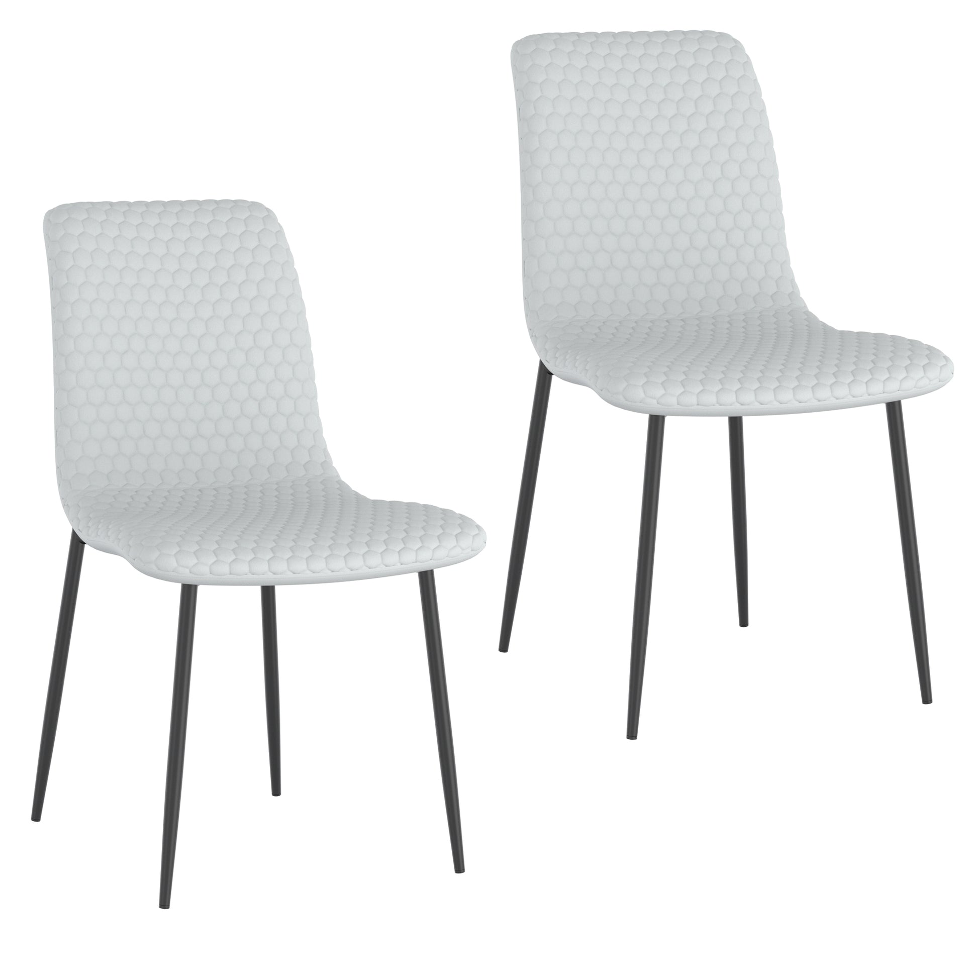 Brixx Side Chair - Light Grey PU Hexagon Stitched Dining Chair-DECOROLALA