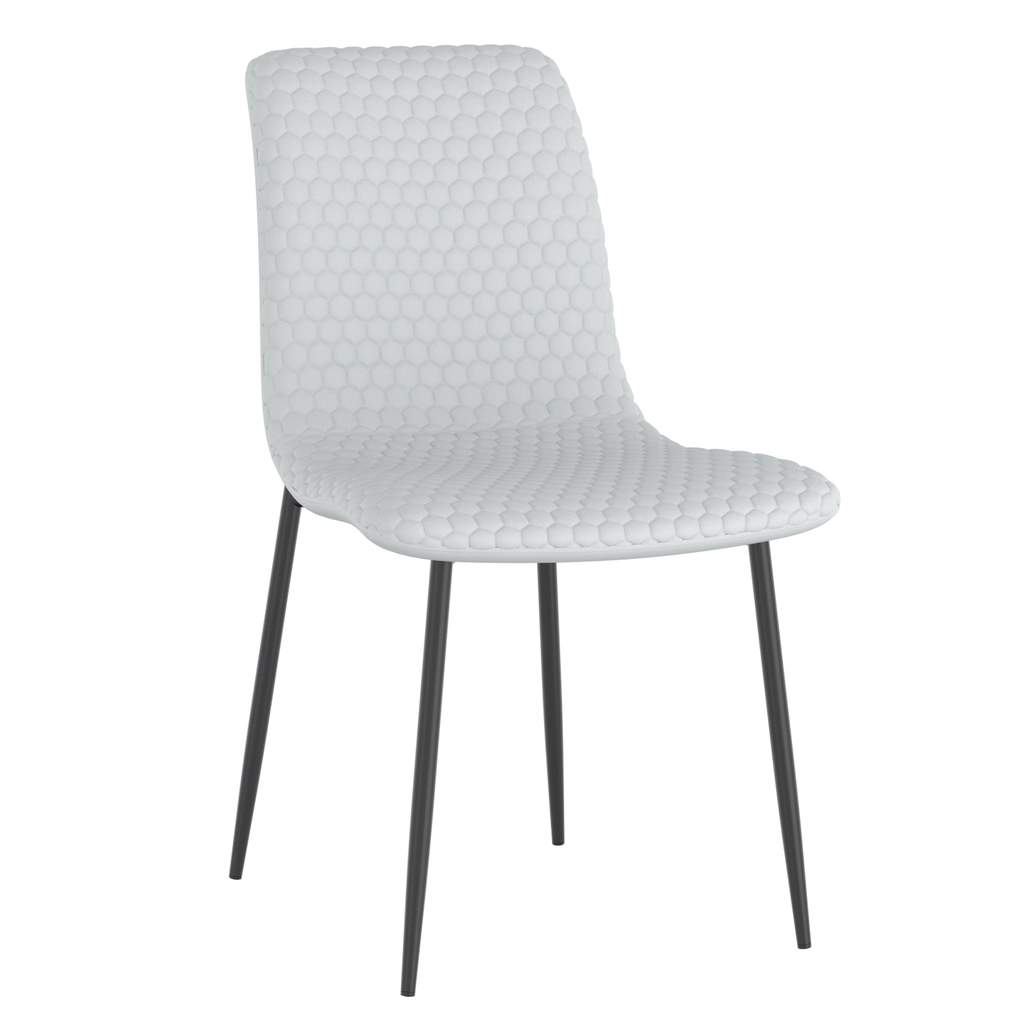 Brixx Side Chair - Light Grey PU Hexagon Stitched Dining Chair-DECOROLALA